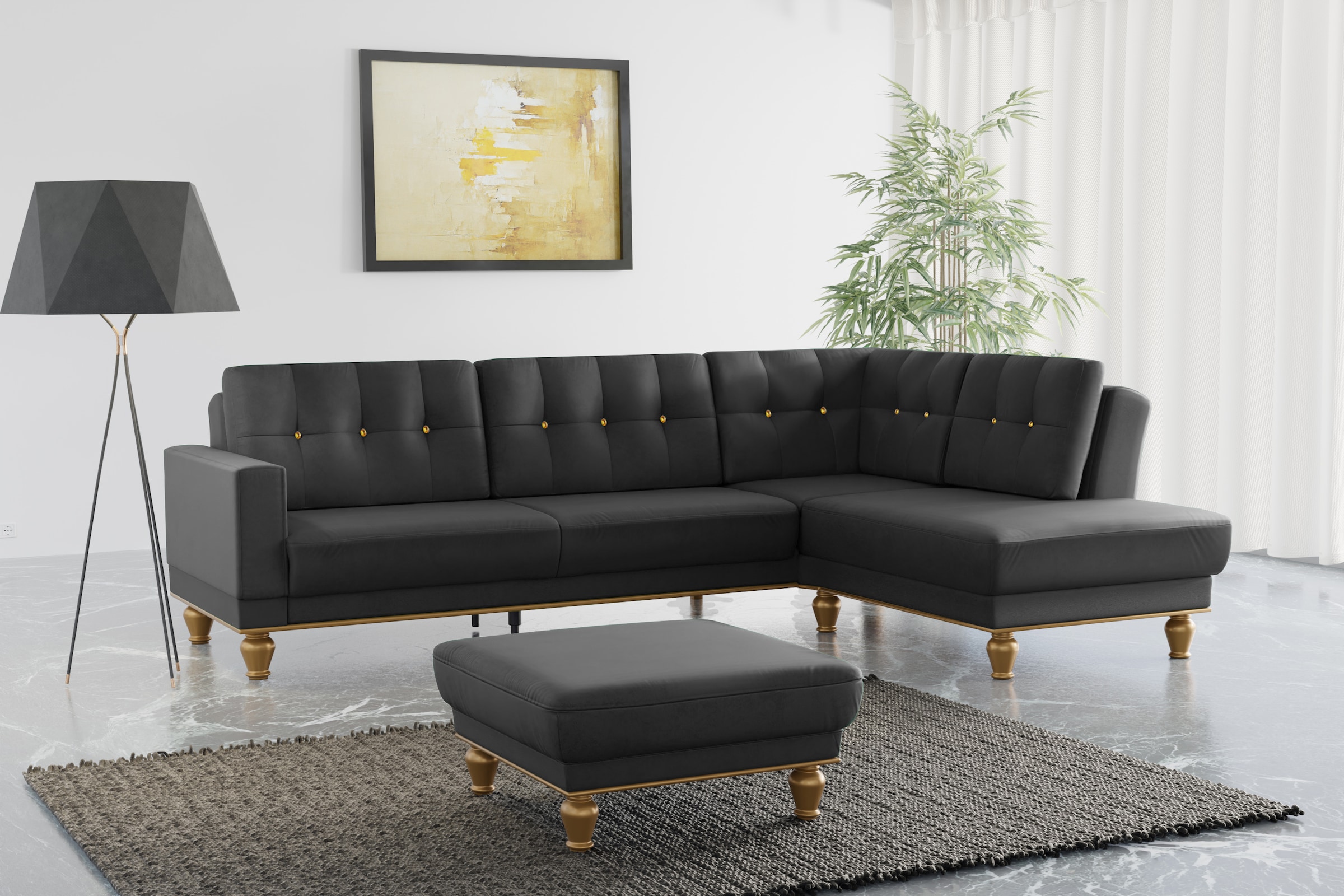 sit&more Ecksofa »Orient 5 V L-Form«, mit Strass-Stein, wahlweise mit Bettf günstig online kaufen