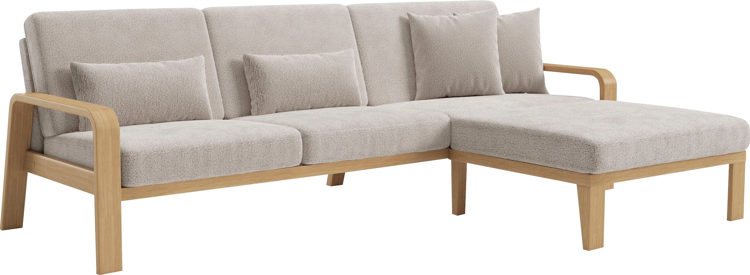 sit&more Ecksofa »Kolding L-Form«, Armlehnen aus Buchenholz in natur, verschiedene Bezüge und Farben