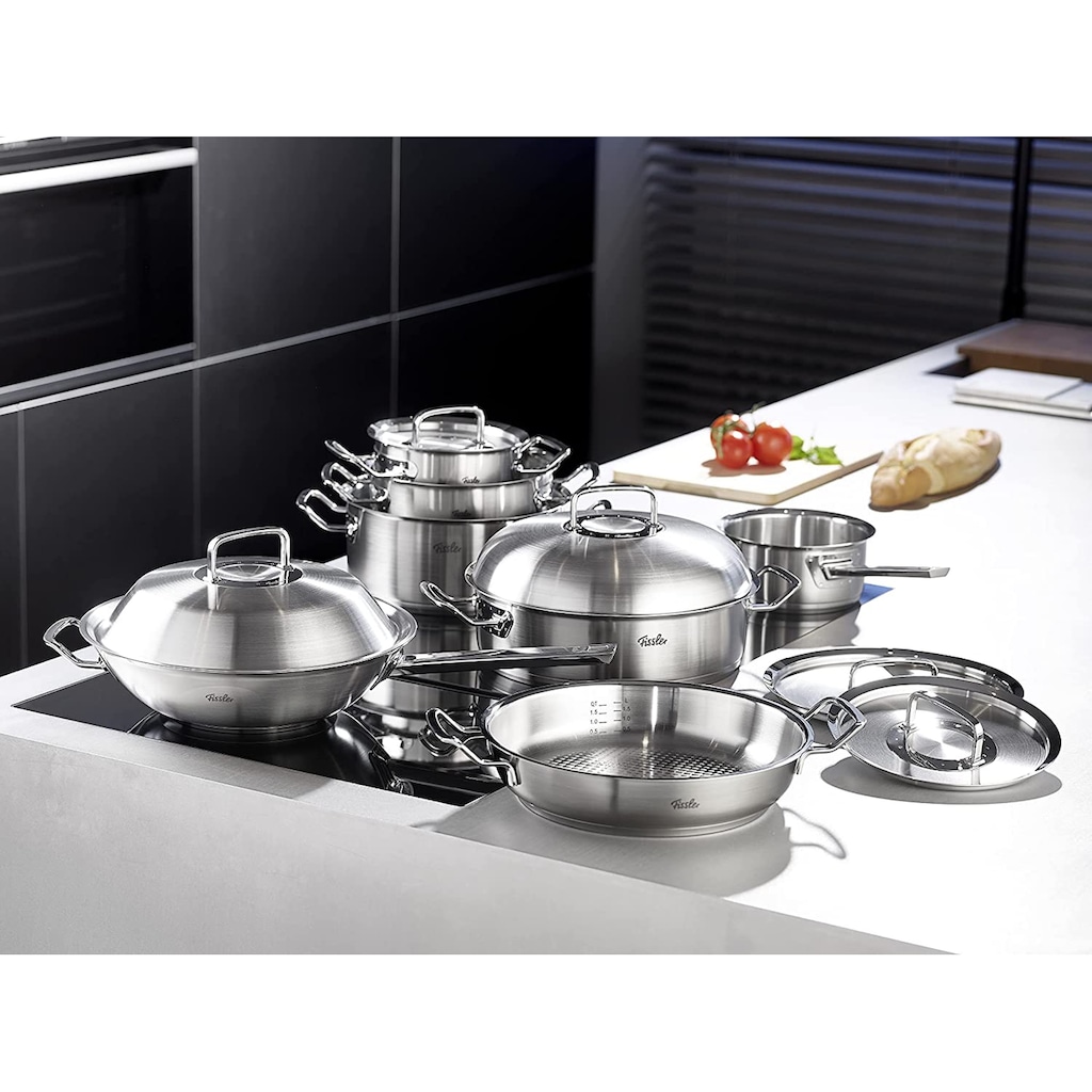 Fissler Servierpfanne »ORIGINAL-PROFI COLLECTION®«, Edelstahl 18/10, (2 tlg.), mit breitem Schüttrand, Kaltmetallgriffen. Made in Germany, Induktion