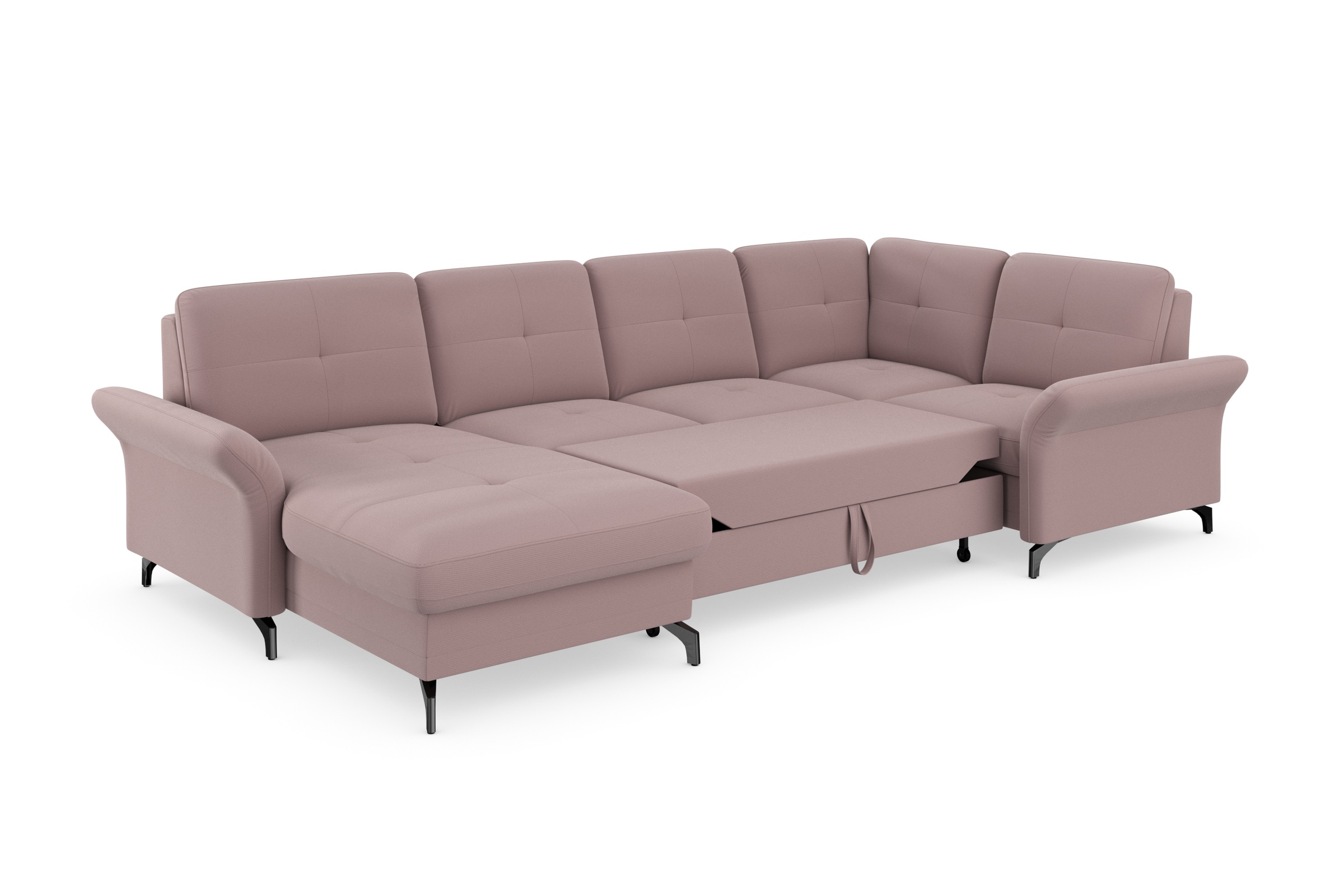 Places of Style Wohnlandschaft »Calando U-Form«, wahlweise mit Bettfunktion, Bettkasten und Armteilfunktion