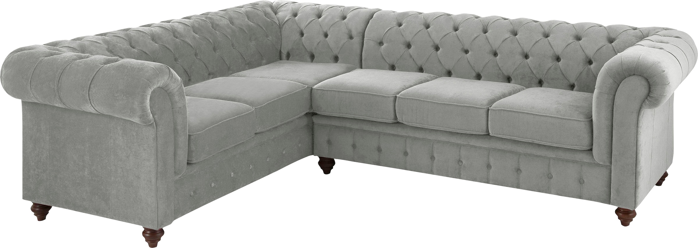 Home affaire Chesterfield-Sofa »Duc Ecksofa L-Form«, hochwertige Knopfheftung im Rücken, Samtoptik mit changierender Optik