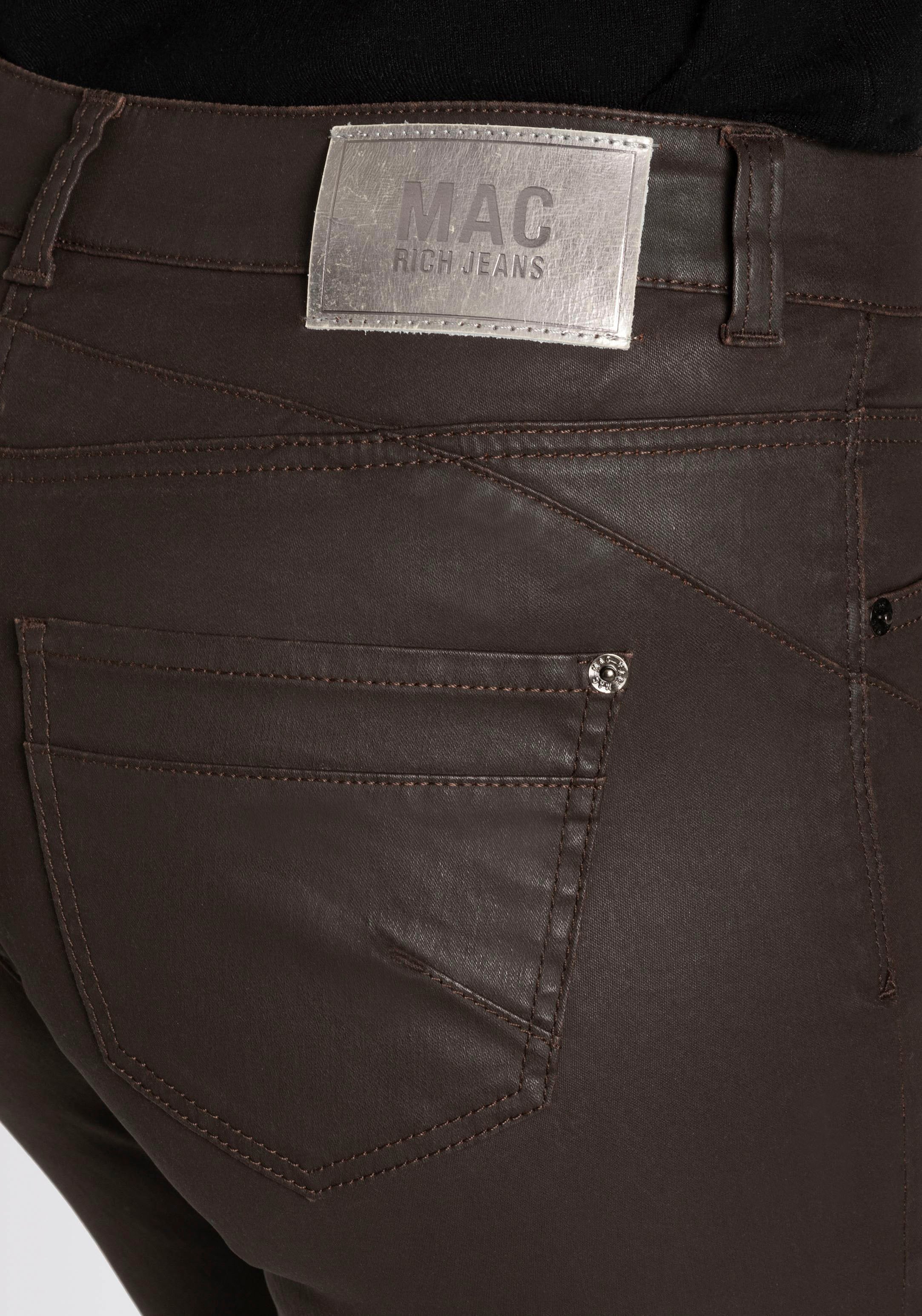 MAC Röhrenhose »RICH SLIM chic coating«, mit Reißverschluss-Detail am Bein