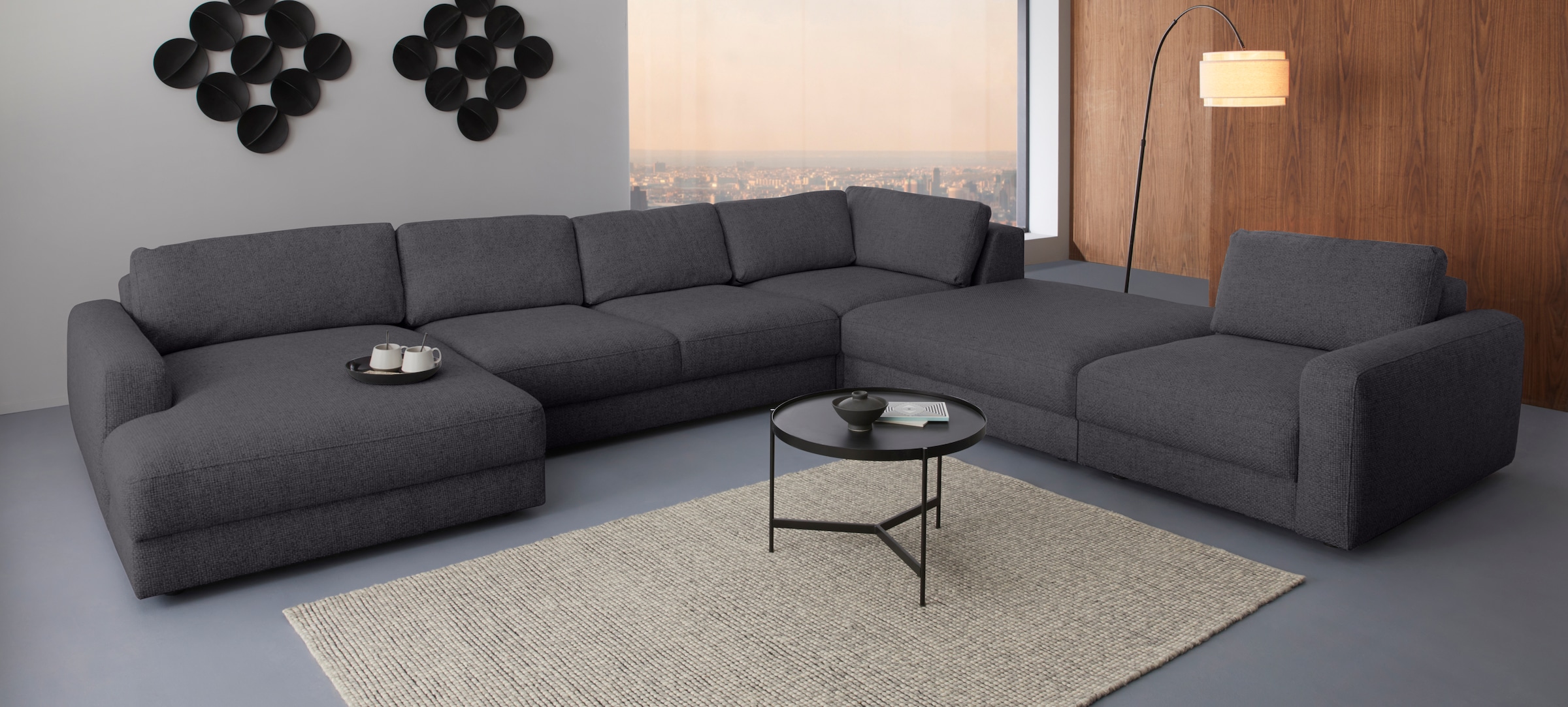 Places of Style Wohnlandschaft »Bloomfield, U-Form«, mit extra tiefer Sitzfläche, wahlweise mit Sitztiefenverstellung