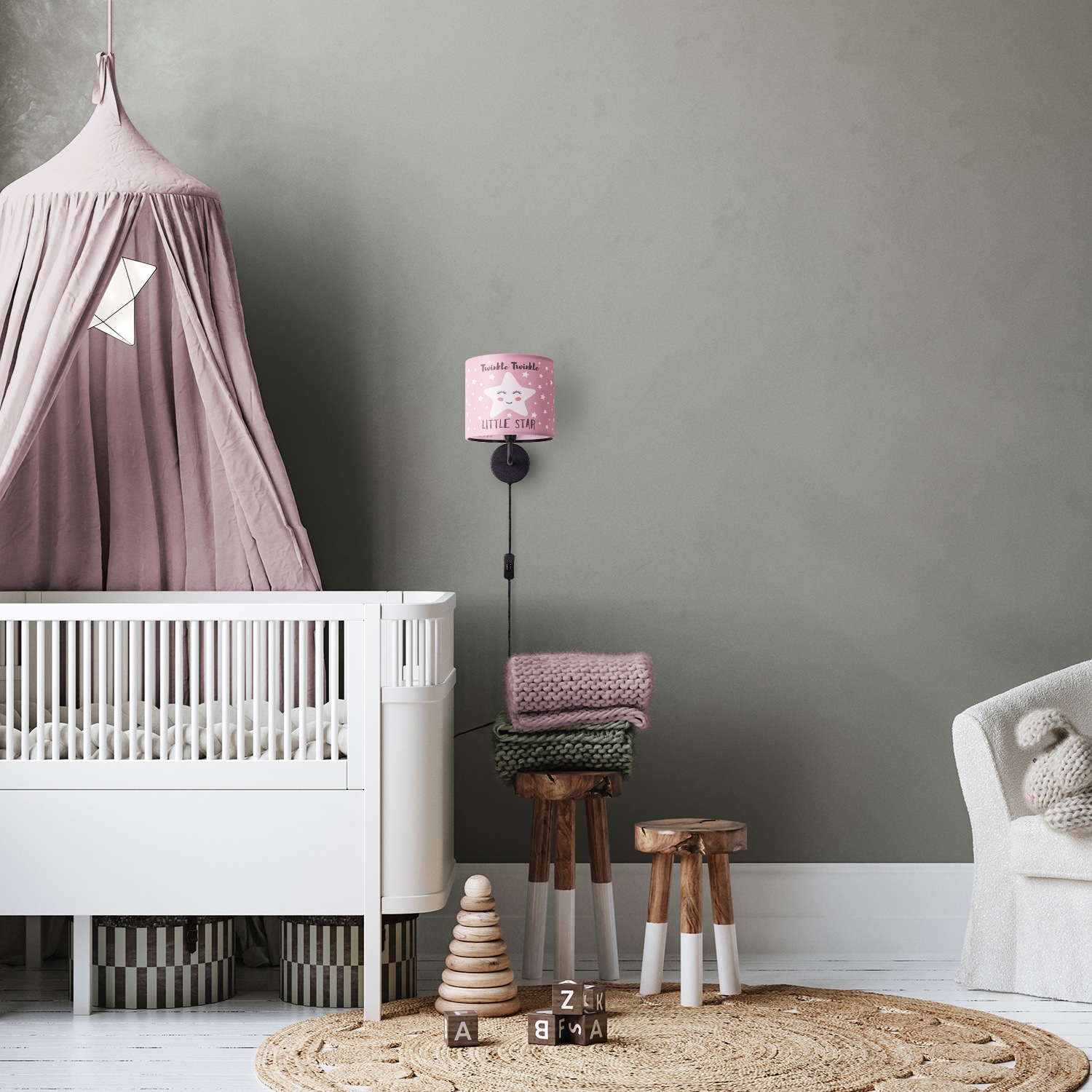 Paco Home Wandleuchte »Aleyna 105«, 1 flammig, Leuchtmittel E14 | ohne Leuchtmittel, Kinderlampe Babyzimmer Kinderzimmer âˆ…18cm Sterne Kabel 3m E14