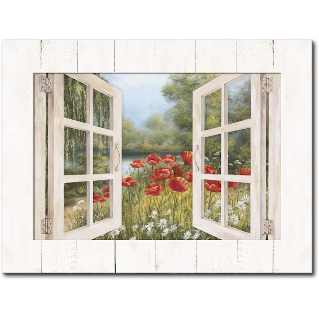 Artland Wandbild »Fensterblick - Mohnwiese am See«, Blumenwiese, (1 St.)  online bei