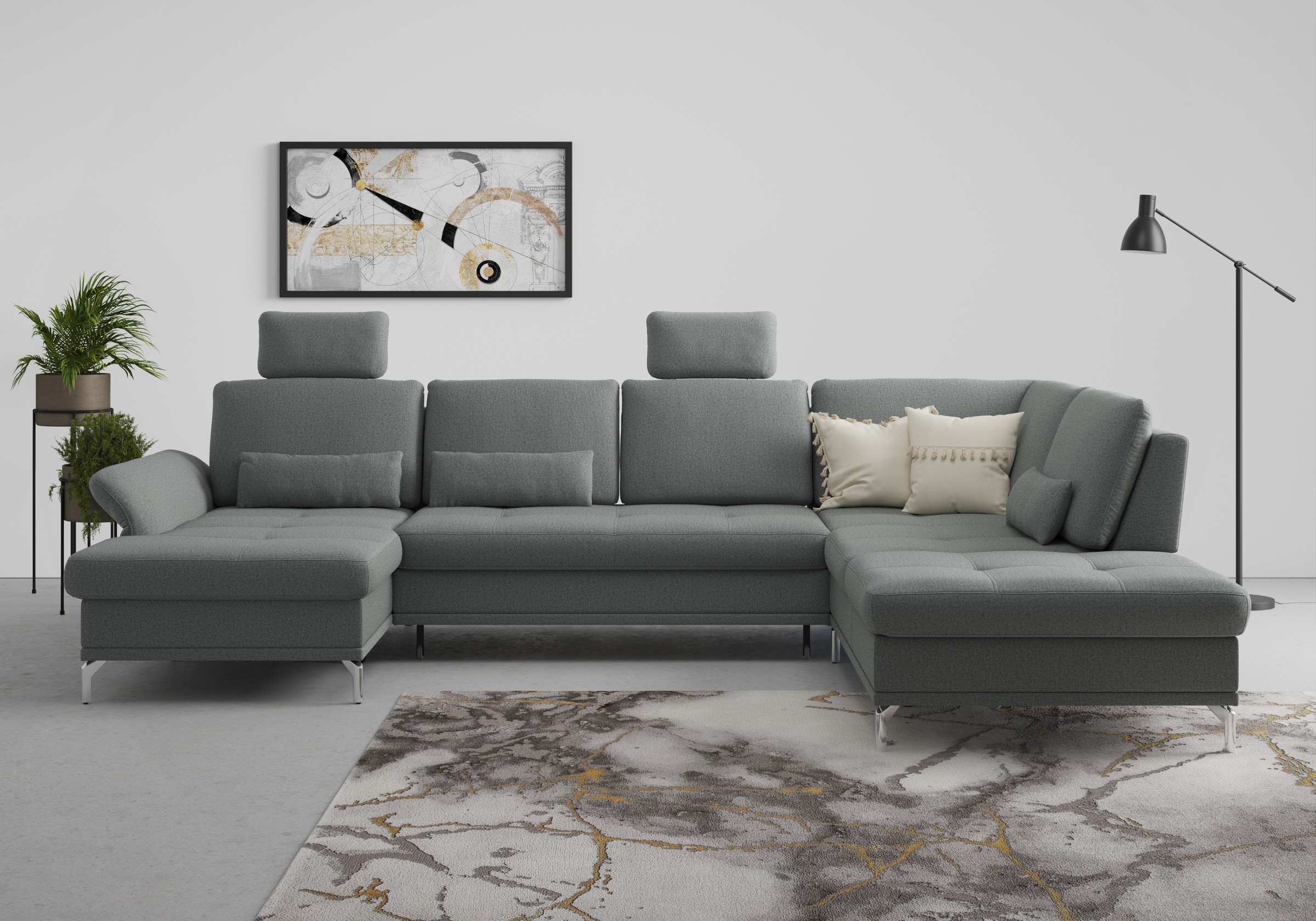 Home affaire Wohnlandschaft »Palm Beach U-Form« Federkern, mit Sitztiefenve günstig online kaufen