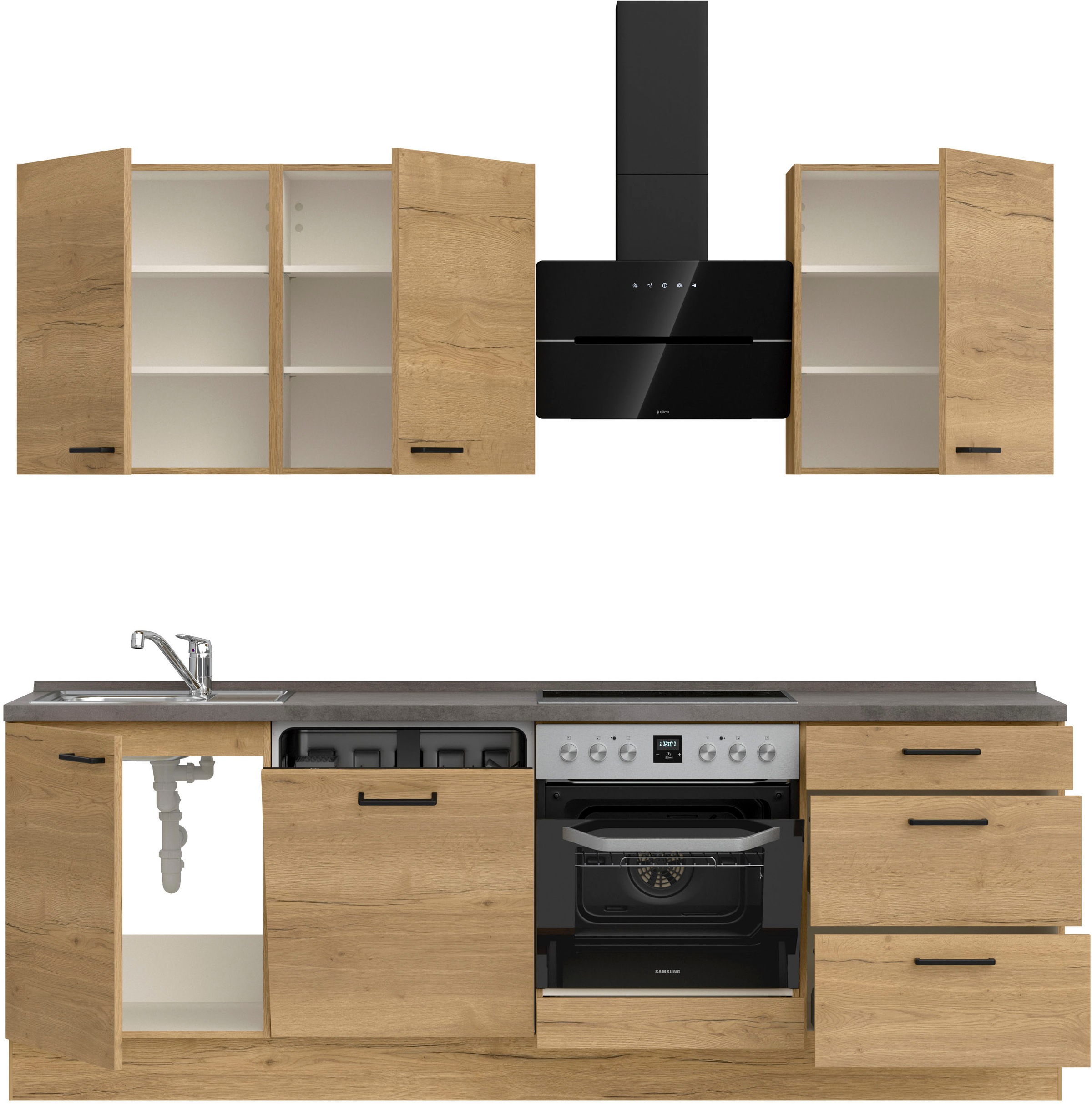 nobilia® Küchenzeile »"Structura II"«, vormontiert, Ausrichtung wählbar, Breite 240 cm, wahlw. mit E-Geräten