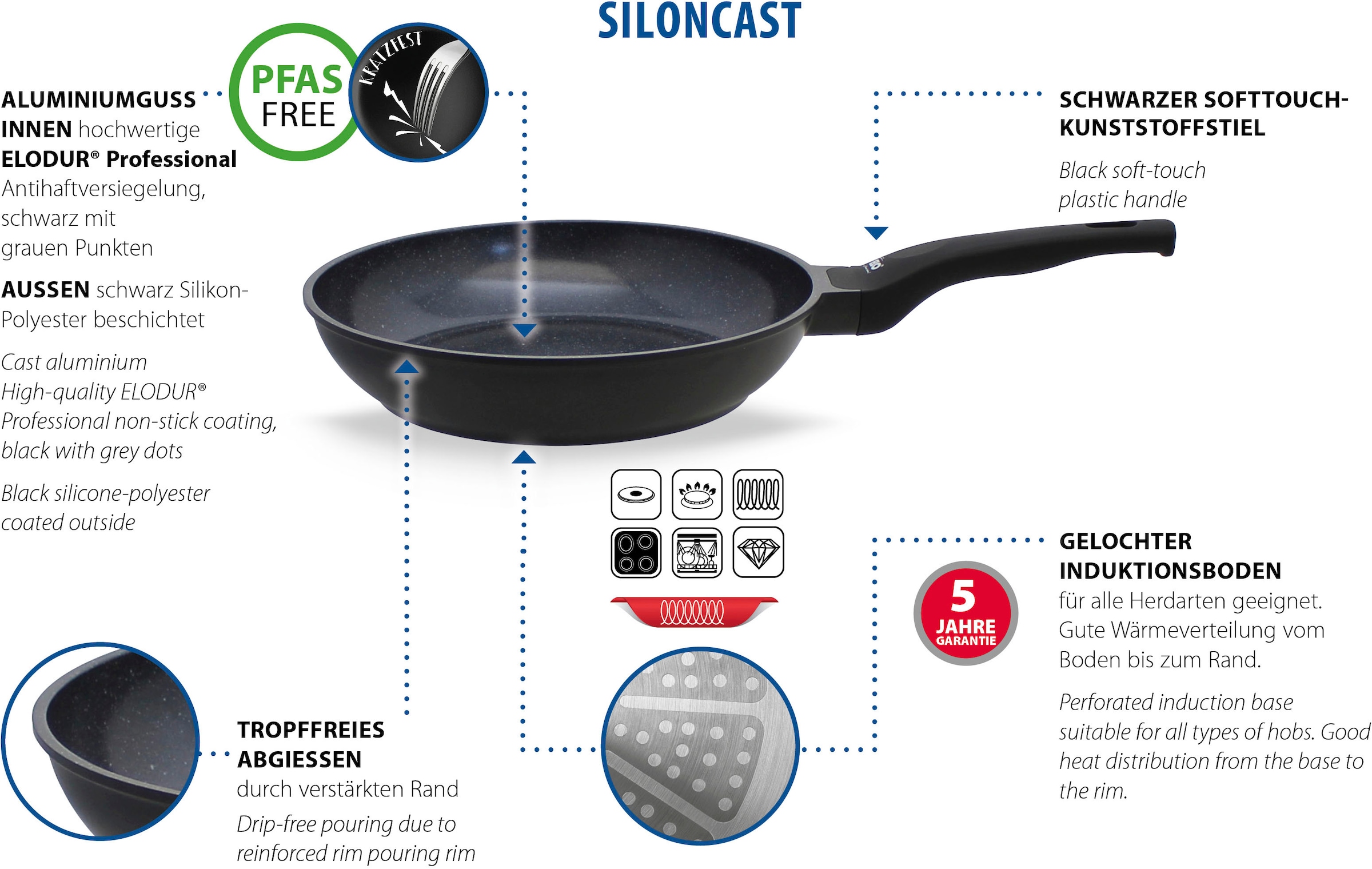 Elo Bratpfanne »Siloncast«, Aluminiumguss, (1 tlg.), hochwertige Antihaftve günstig online kaufen