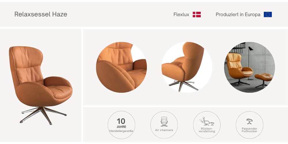 FLEXLUX Relaxsessel »Haze, hervorragender Komfort, Alu Fuß, organisches Des günstig online kaufen