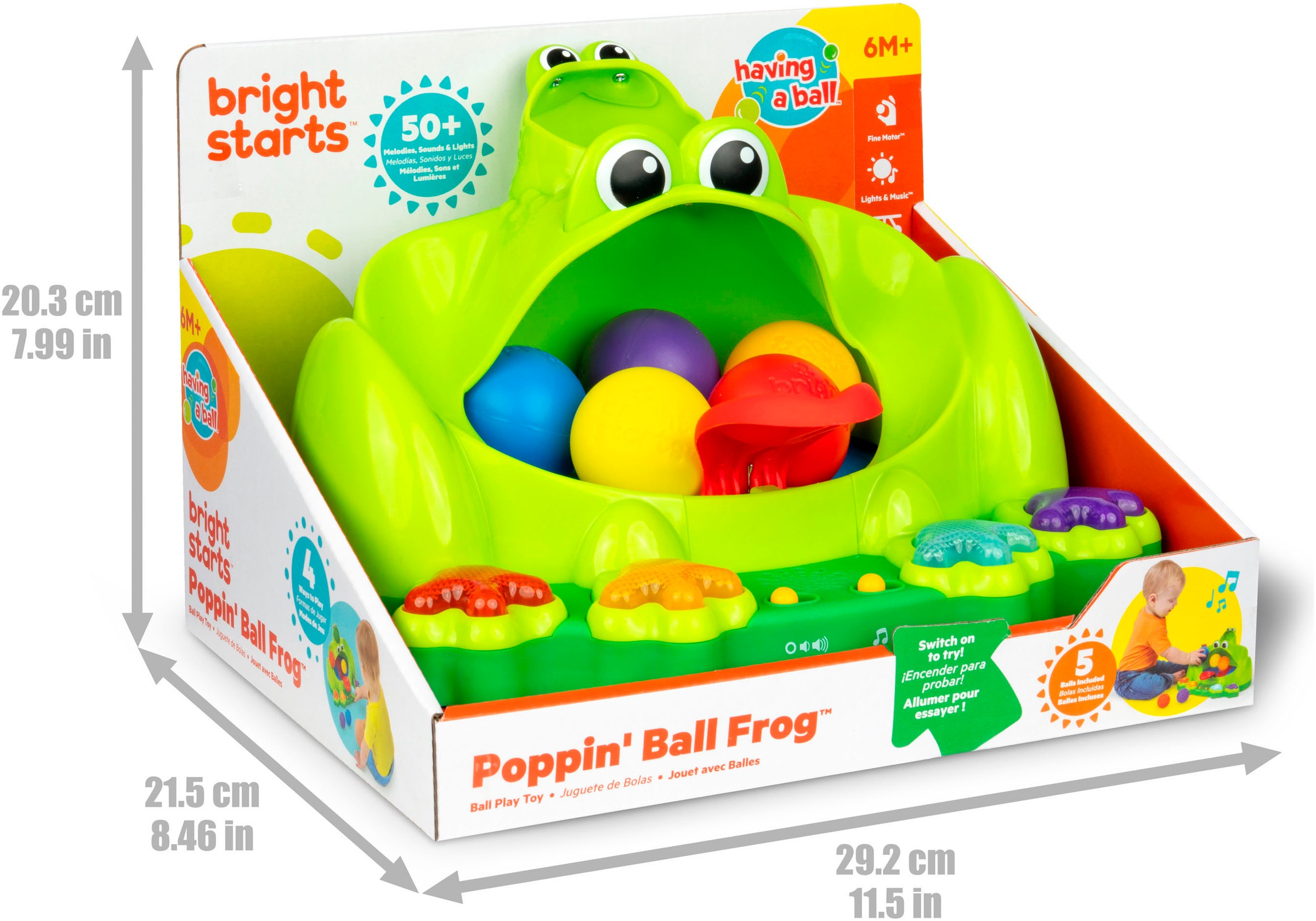 Bright Starts Lernspielzeug »Poppin' Ball Frog Ball Play Toy«, mit Licht und Sound
