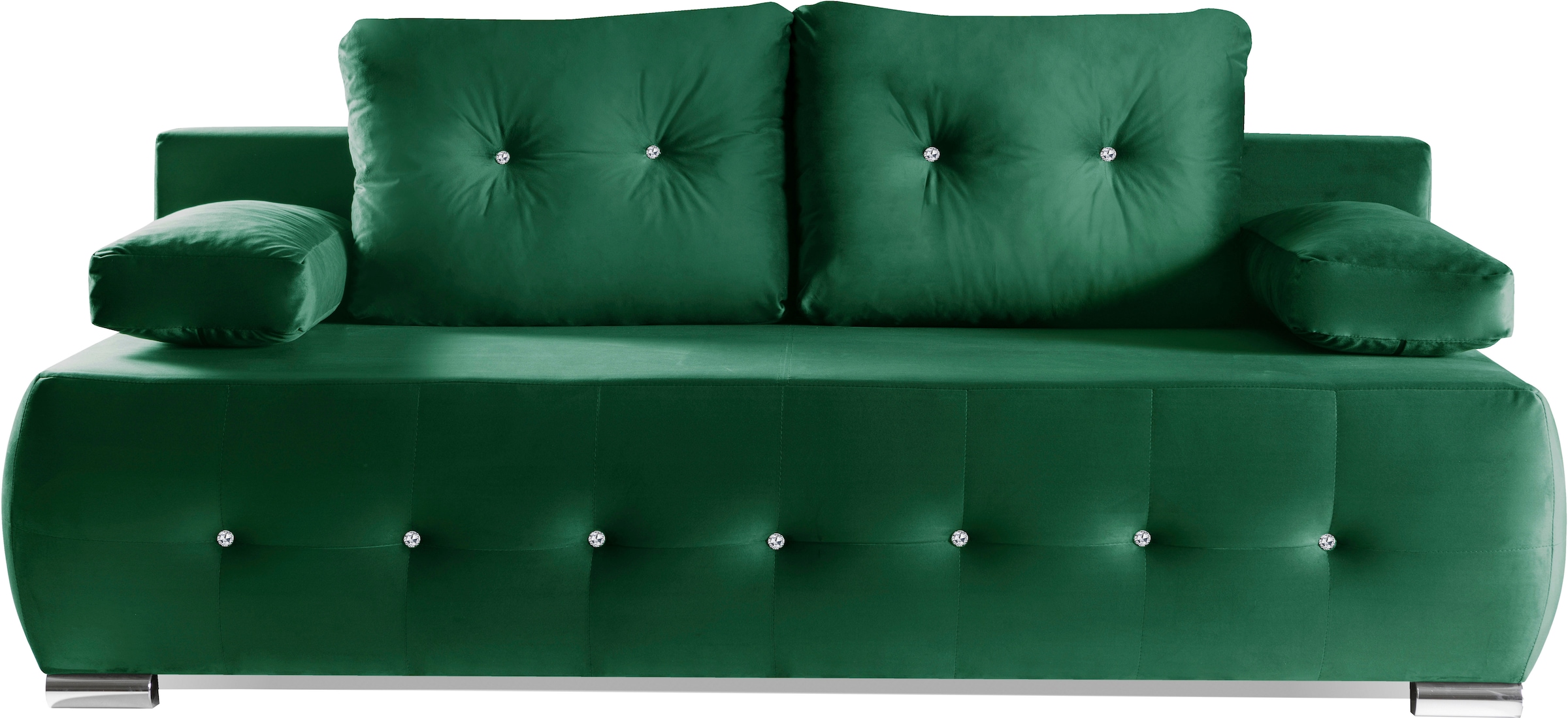 WERK2 Schlafsofa »Monaco«, 2-Sitzer Schlafcouch mit Bettkasten & funkelnden Ziersteinchen