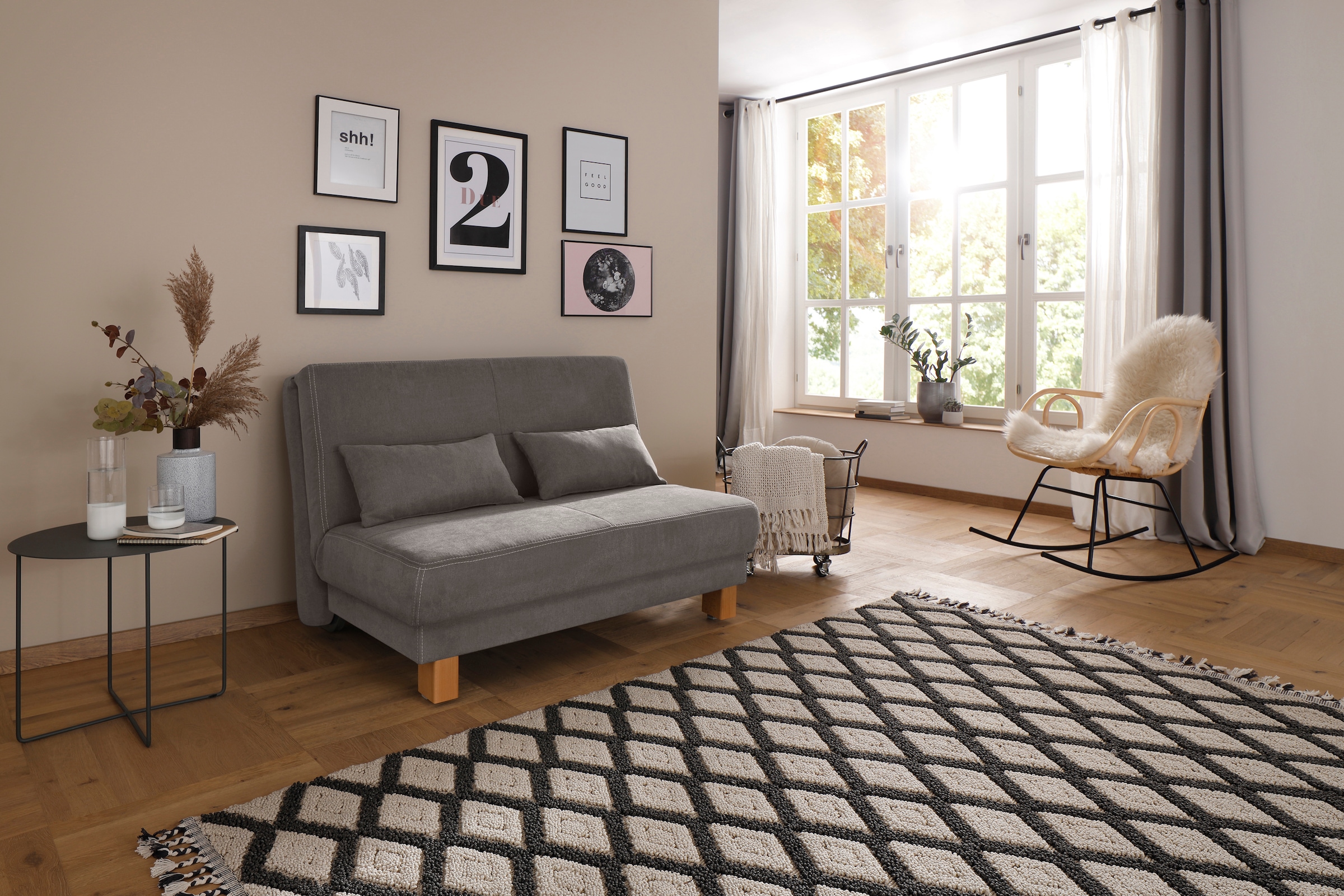 Home affaire Schlafsofa »Gina«, vom Sofa zum Bett mit einem Handgriff, in 4 Breiten, Nierenkissen