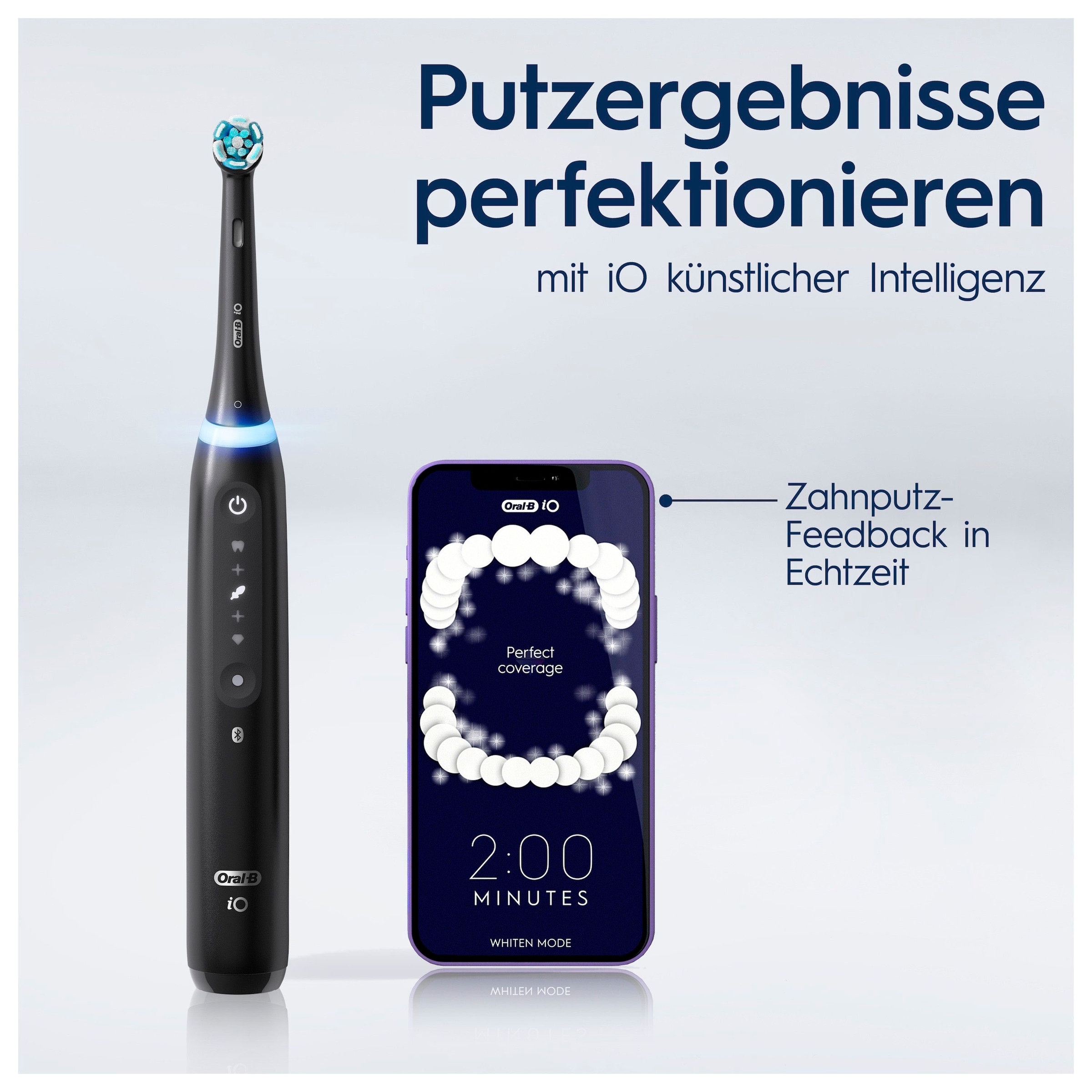 Oral-B Elektrische Zahnbürste »iO 5 Duopack«, 2 St. Aufsteckbürsten, mit Magnet-Technologie, LED-Anzeige, 5 Putzmodi, Reiseetui