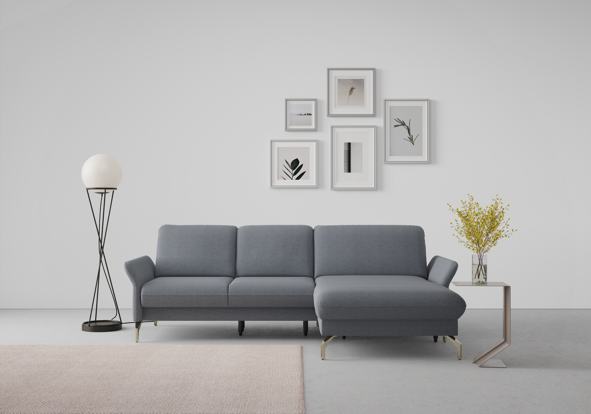 sit&more Ecksofa »Fashion L-Form«, wahlweise mit Kopfteilverstellung, Vorziehsitz, motorisch, Nickelfüße