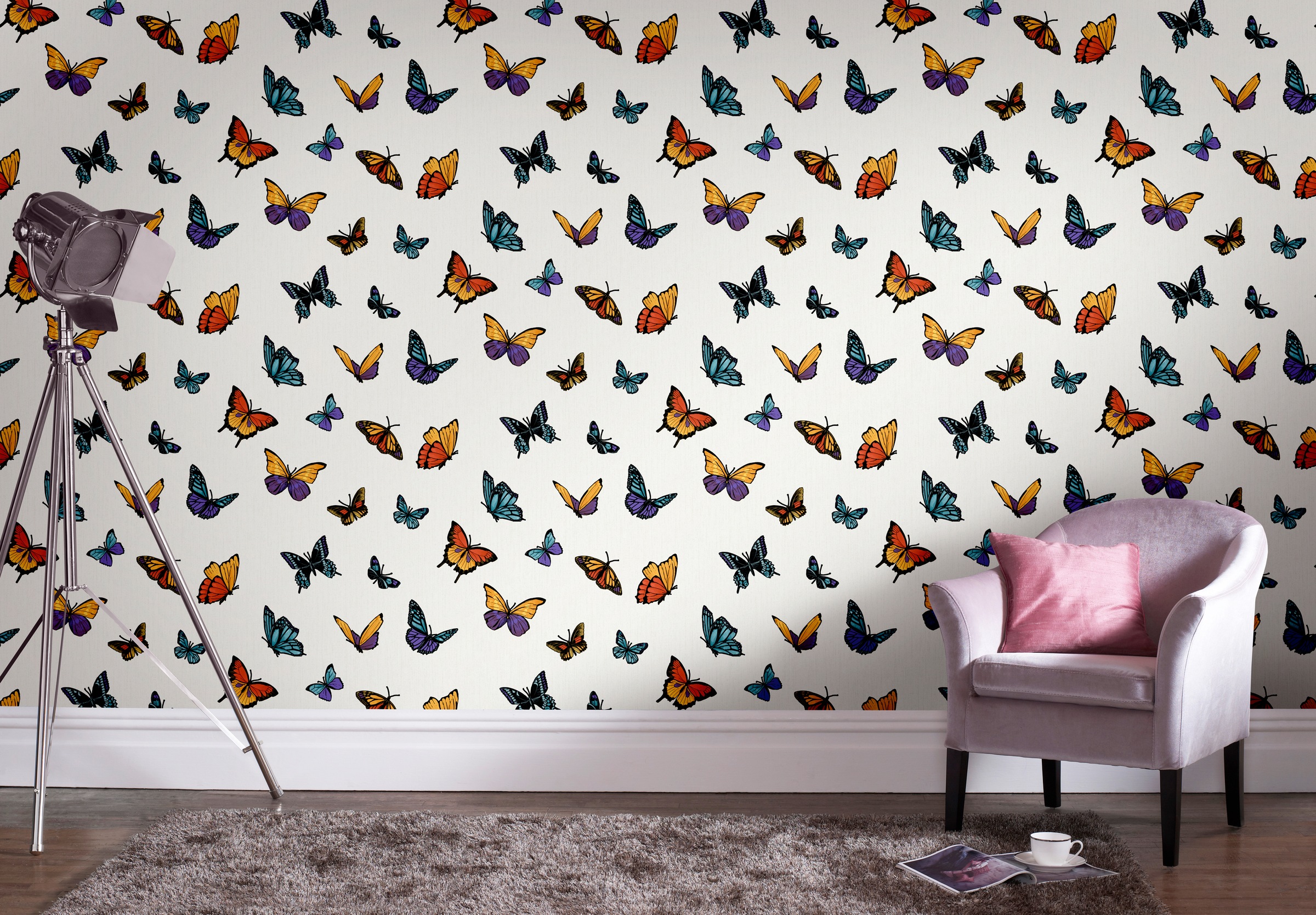 Boutique Vliestapete »Schmetterling Perle«, Mehrfarbig - 10m x 52cm