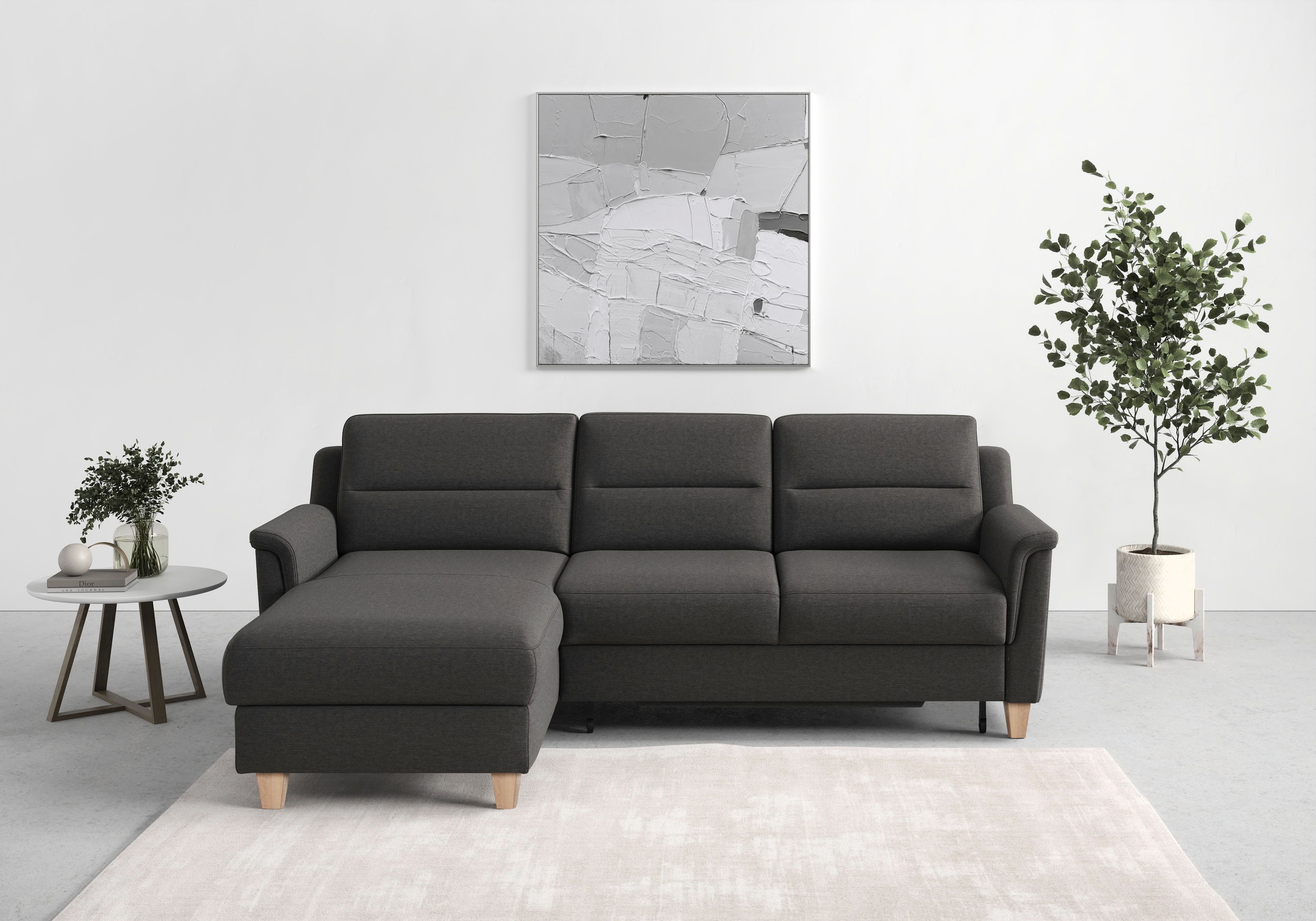 sit&more Ecksofa »Farö L-Form«, inklusive Federkern, wahlweise mit Bettfunktion und Bettkasten