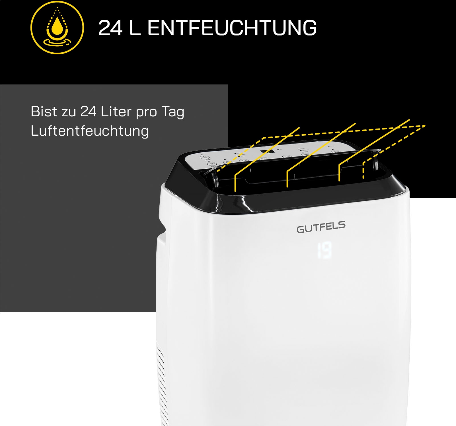 Gutfels 3-in-1-Klimagerät »CM 80950 we«, Luftkühlung - Entfeuchtung - Ventilation, geeignet für 30 m² Räume