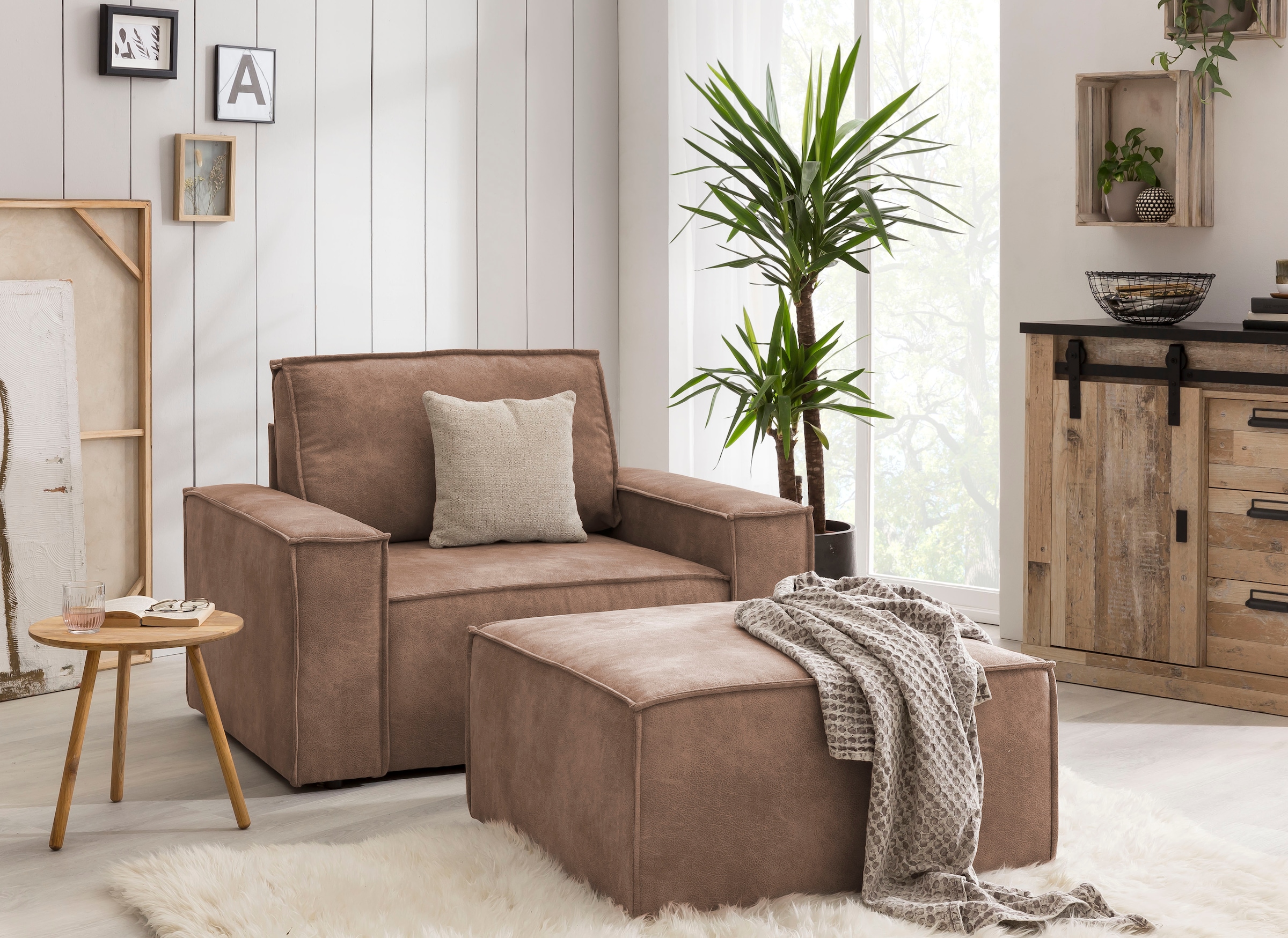 Home affaire Sessel »SHERWOOD«, Loveseat und Hocker im Set, passend zur Polster-Serie SHERWOOD