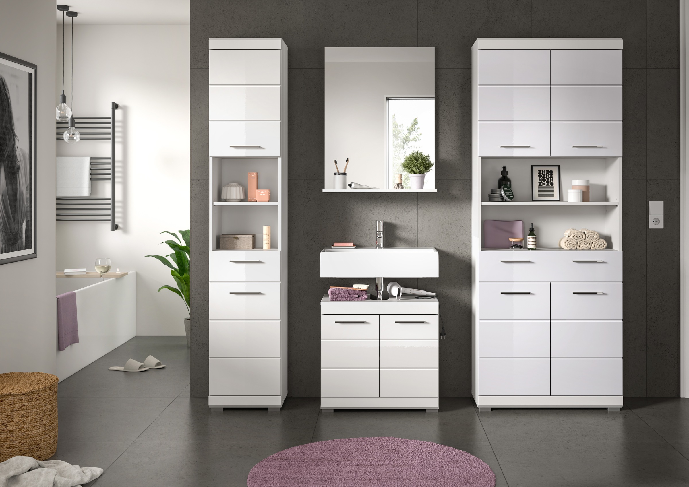 INOSIGN Badmöbel-Set »Siena, 4 teilig, bestehend aus:«, (Set), Hochschrank, günstig online kaufen