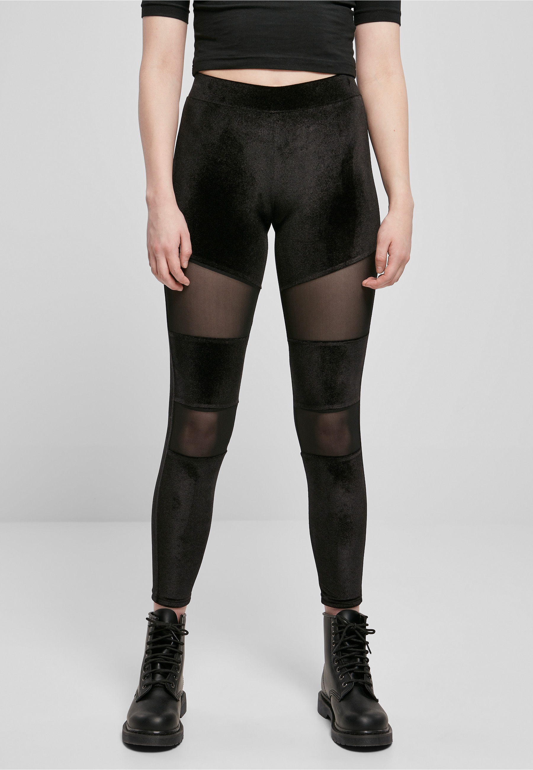 URBAN CLASSICS Leggings »Urban Classics Damen Ladies Velvet Tech Mesh Leggings«