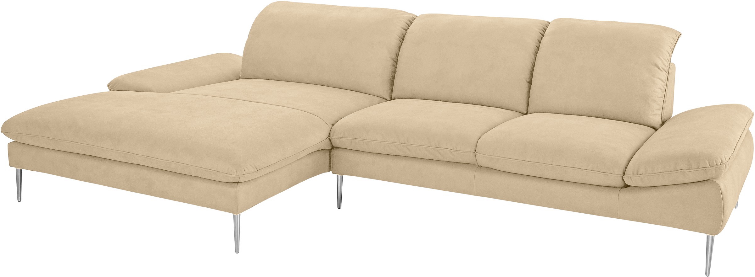 W.SCHILLIG Ecksofa »enjoy&MORE, Designsofa, bequem, zeitlos und elegant, L-Form«, mit Sitztiefenverstellung, Füße Chrom glänzend, Breite 340 cm