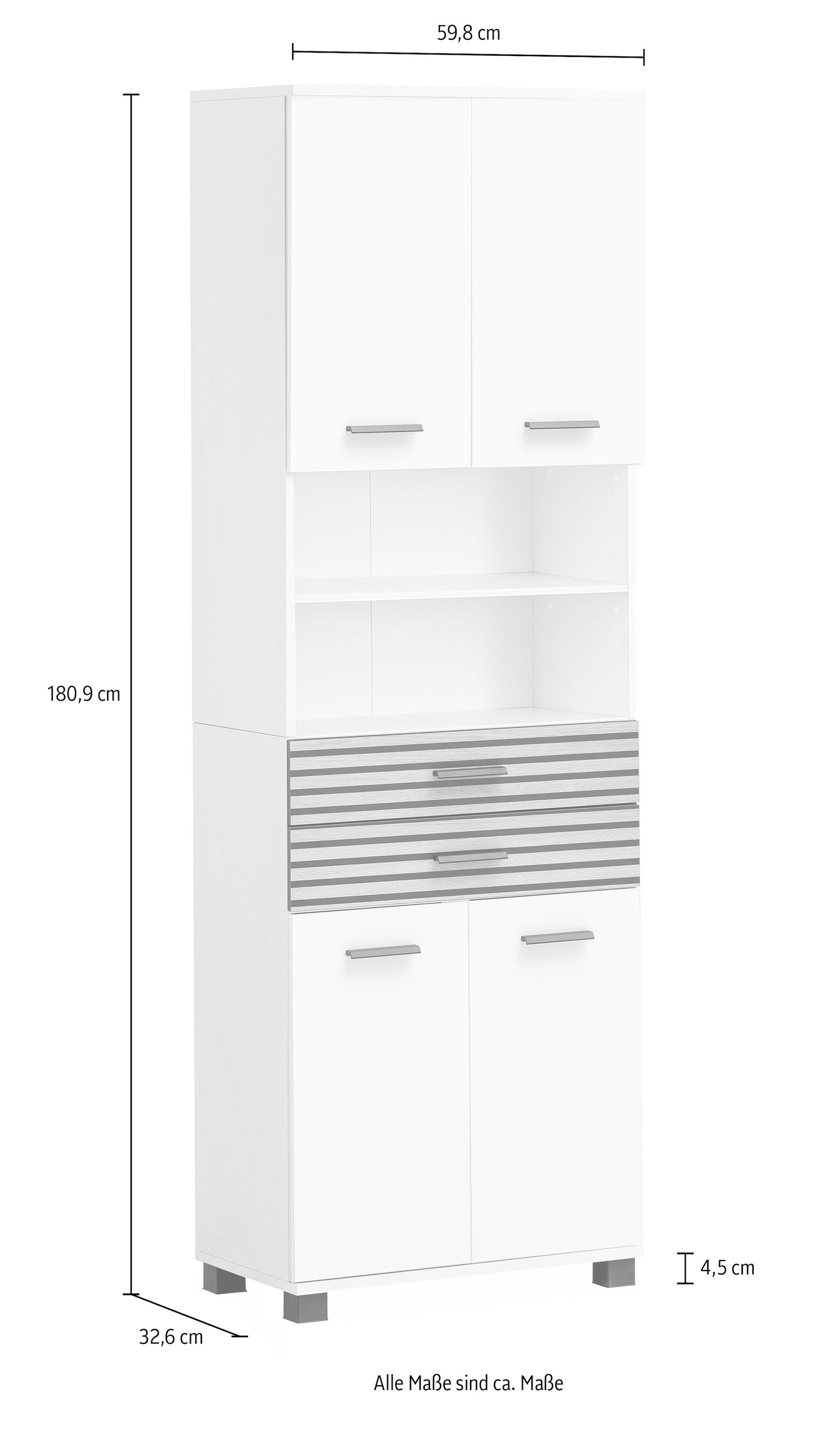 Schildmeyer Hochschrank »Katta, Breite 59 cm«, Schubladenfronten mit Akustikprint