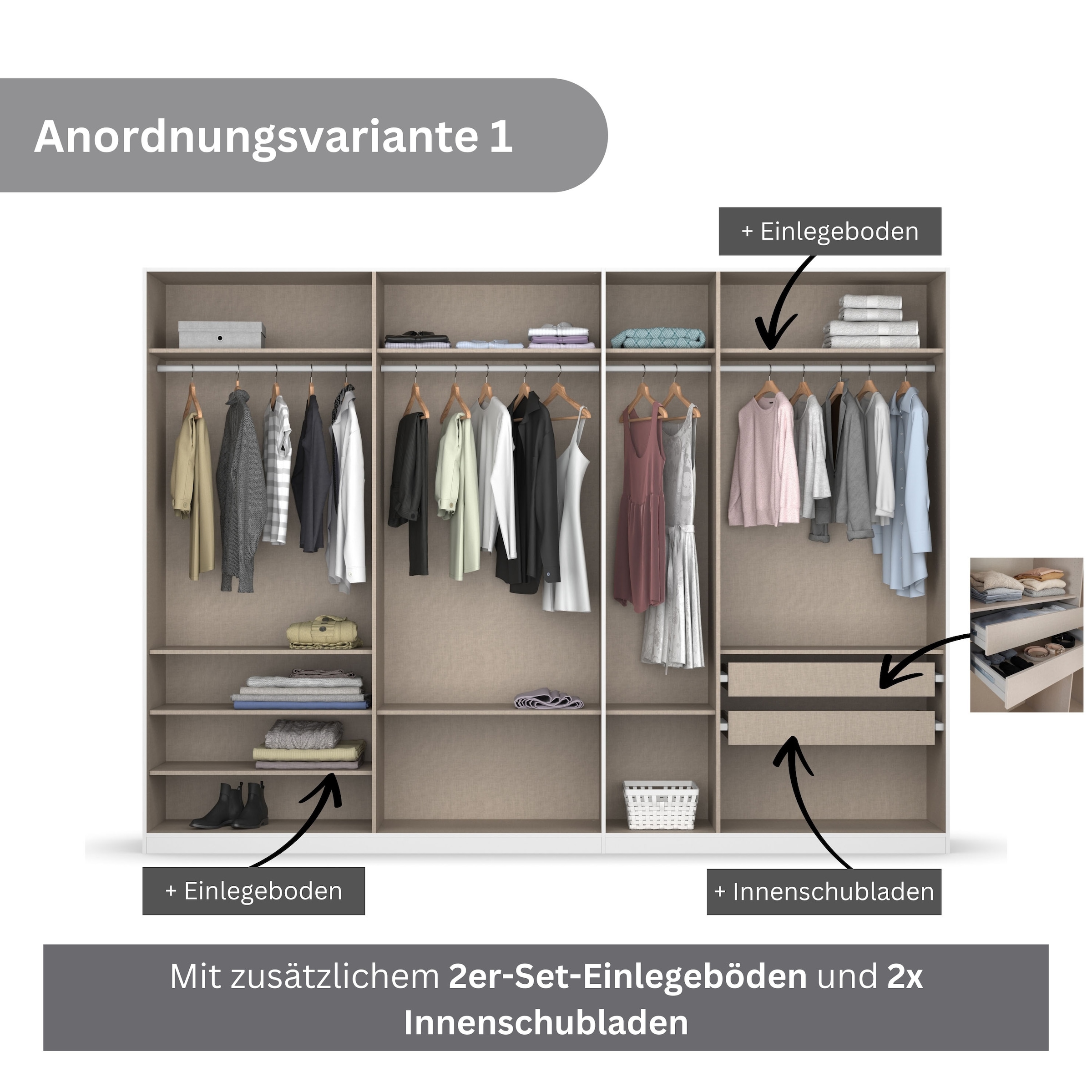 rauch Drehtürenschrank »Koluna«, mit Spiegel, inkl. 2 Innenschubladen sowie extra Böden