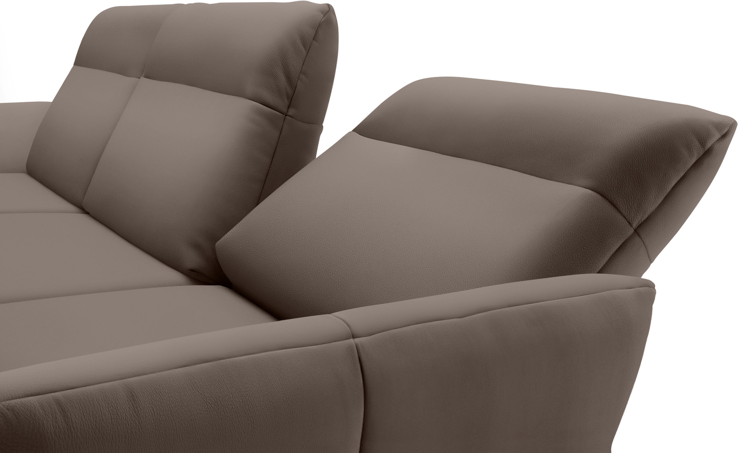 Creation BY ROLF BENZ Ecksofa »CR.460«, Sockel in Nussbaum, Winkelfüße in Umbragrau, Breite 338 cm
