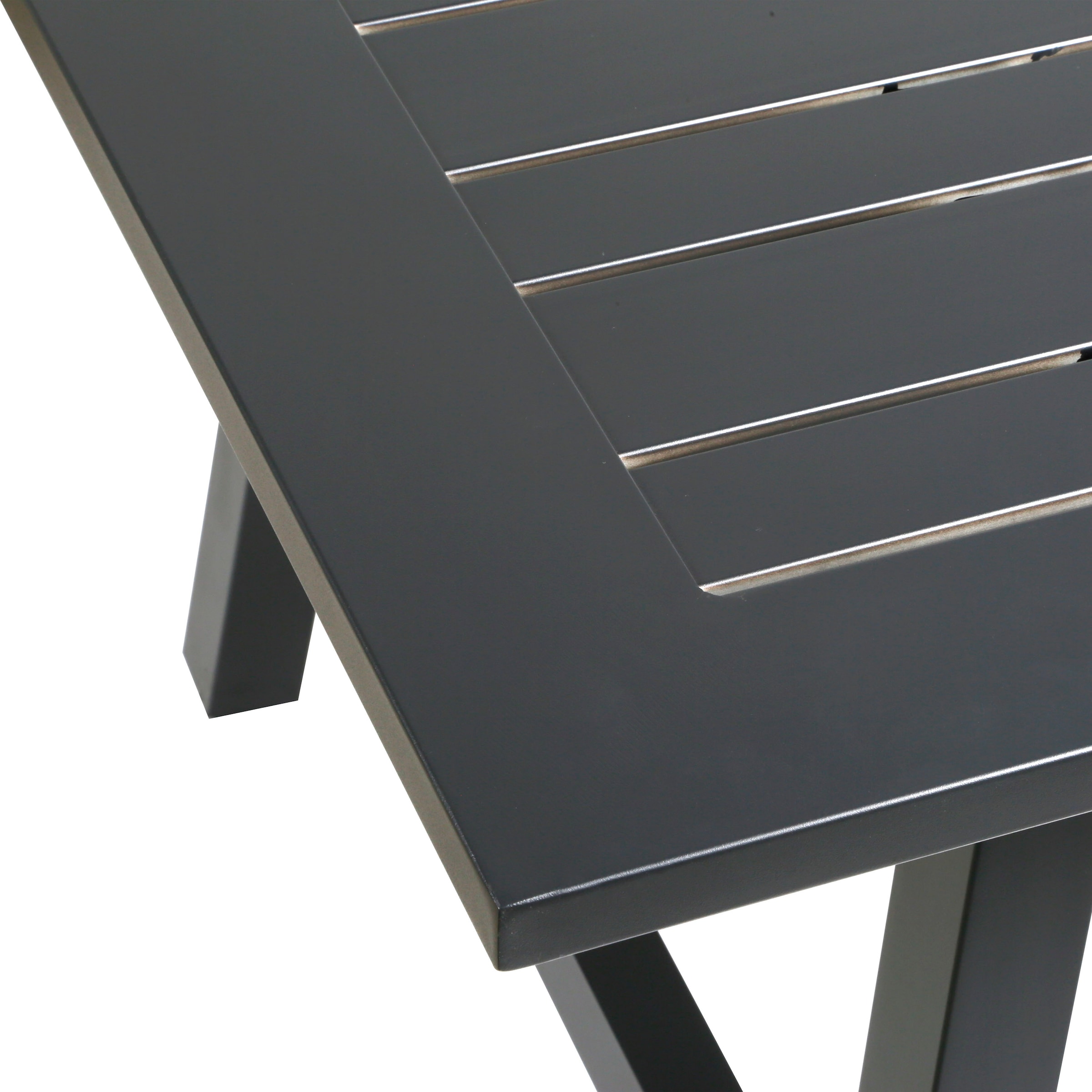 KONIFERA Garten-Essgruppe »Edessa Komfort«, (Set, 13 tlg., 6x Stuhl mit Rückenverstellung, 1x Tisch 180x97x74 cm, inkl. Auflagen), Tischplatte aus Alu-Lamellen,Armlehne mit Seilgeflecht&Noonwood-Latten
