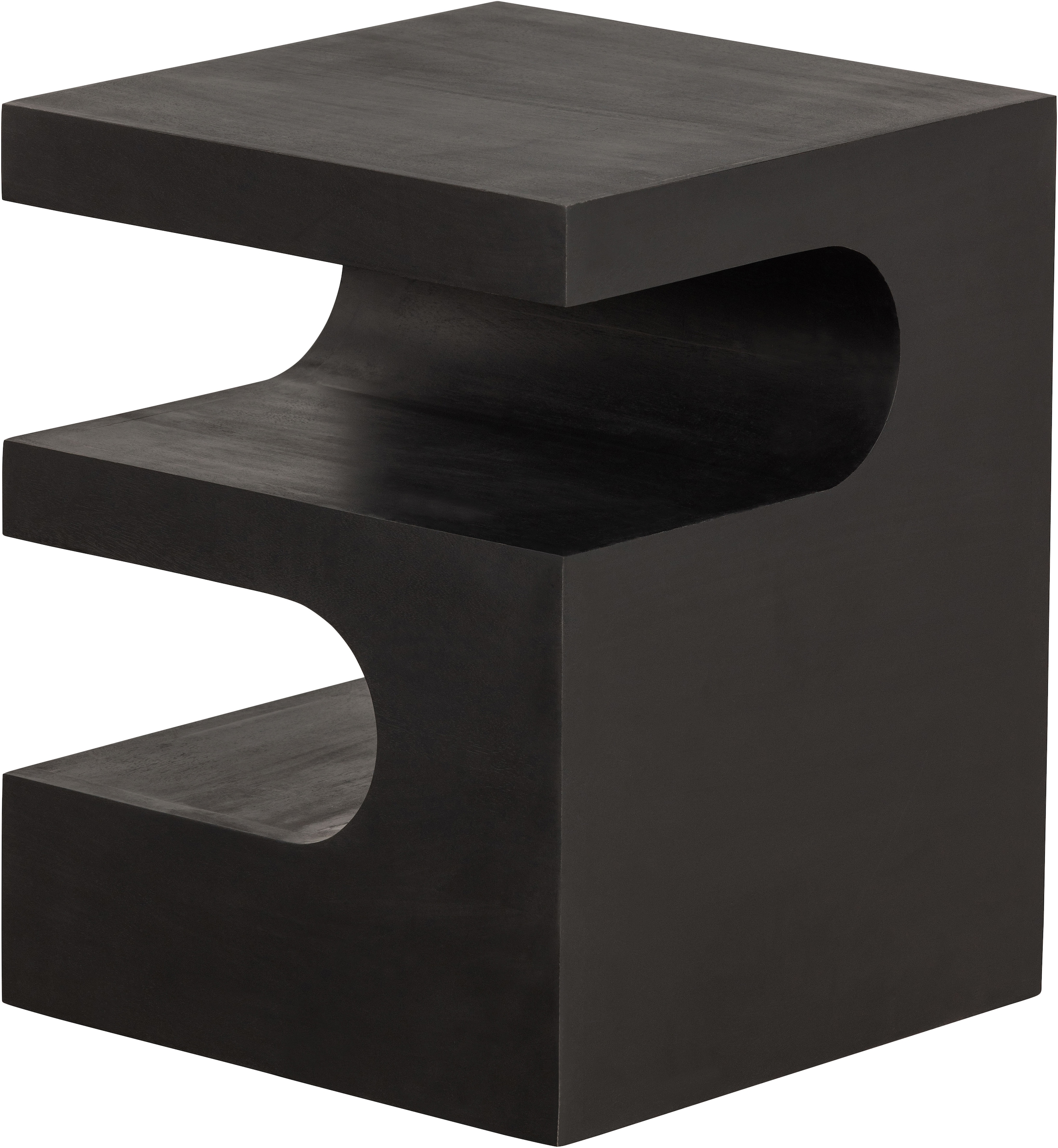WOOOD Beistelltisch »Toma aus Mangoholz mit gedrehter Formgebung 40x40x50 cm« Tragkraft 15 kg, Plattendicke 5 cm, offener Zwischenboden 13 cm hoch