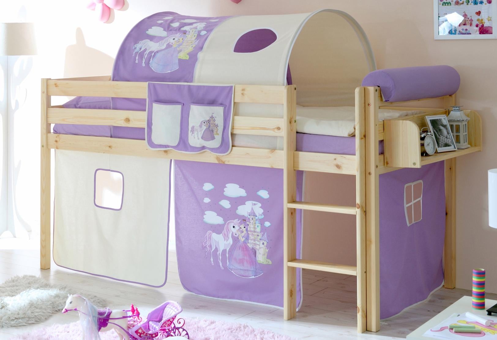 Ticaa Hochbett »Malte, FSC®-zertifizierte Kiefer, Deal für begrenzte Zeit!«, (90x200cm Liegefläche, Höhe 114cm), mit Rollrost