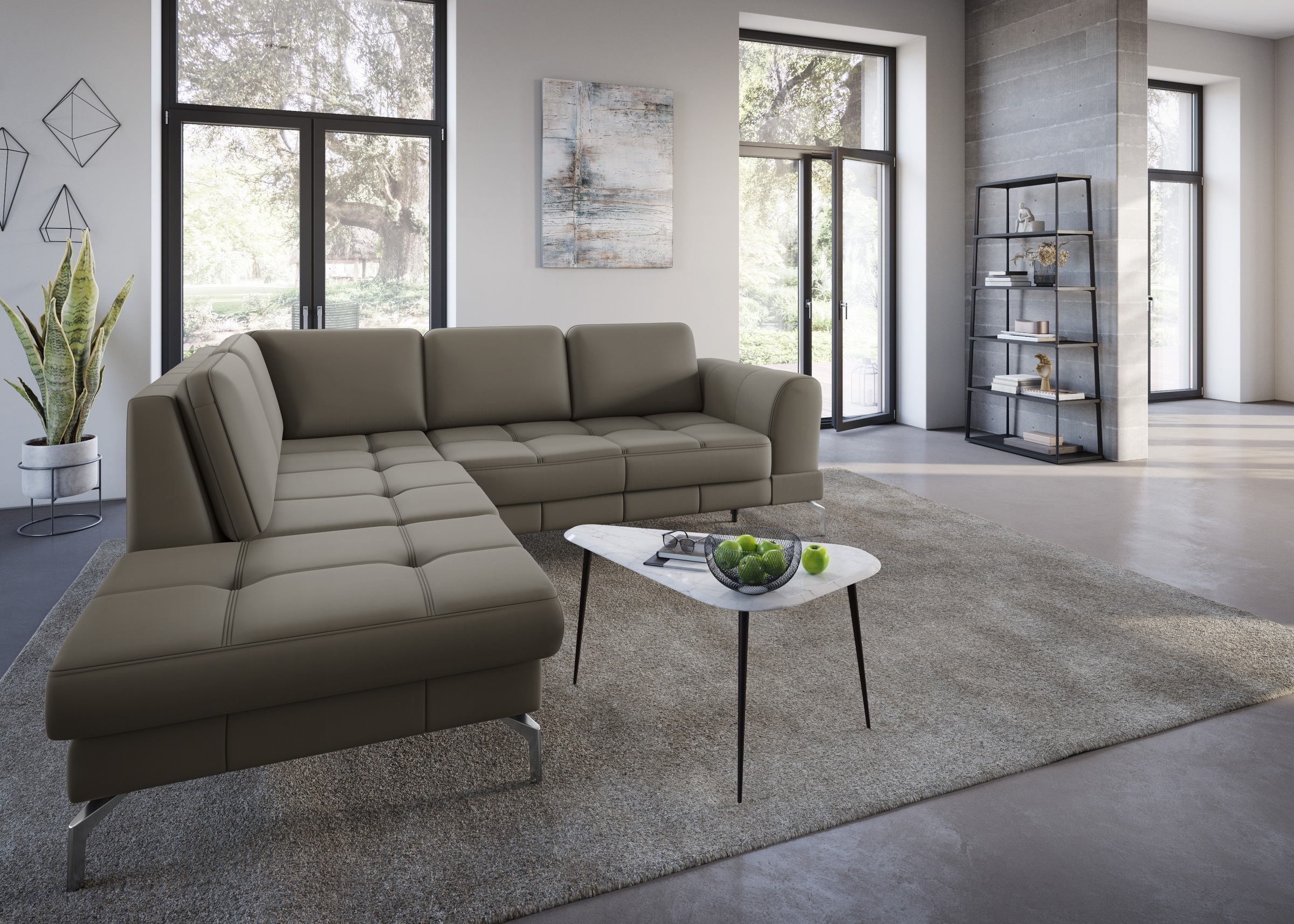 sit&more Ecksofa »Bendigo L-Form«, inklusive Sitztiefenverstellung, Bodenfreiheit 15 cm, in 2 Fußfarben