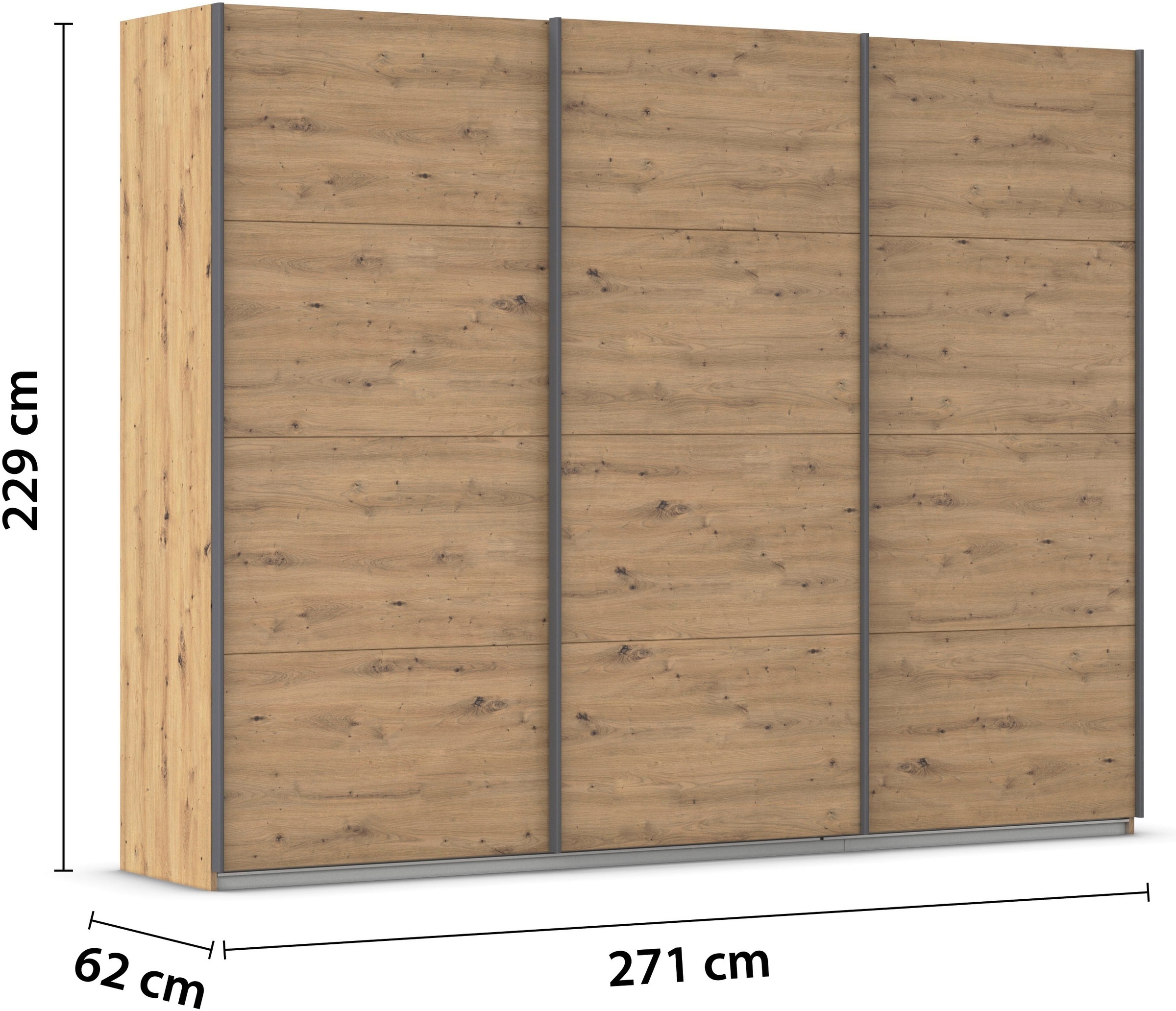 rauch Schwebetürenschrank »Kleiderschrank Schrank Garderobe AGORDO mit Dekor- oder Hochglanzfront«, (in zwei Griff-Farben), durchdachte Innenausstattung, in 4 Breiten und 2 Höhen MADE IN GERMANY