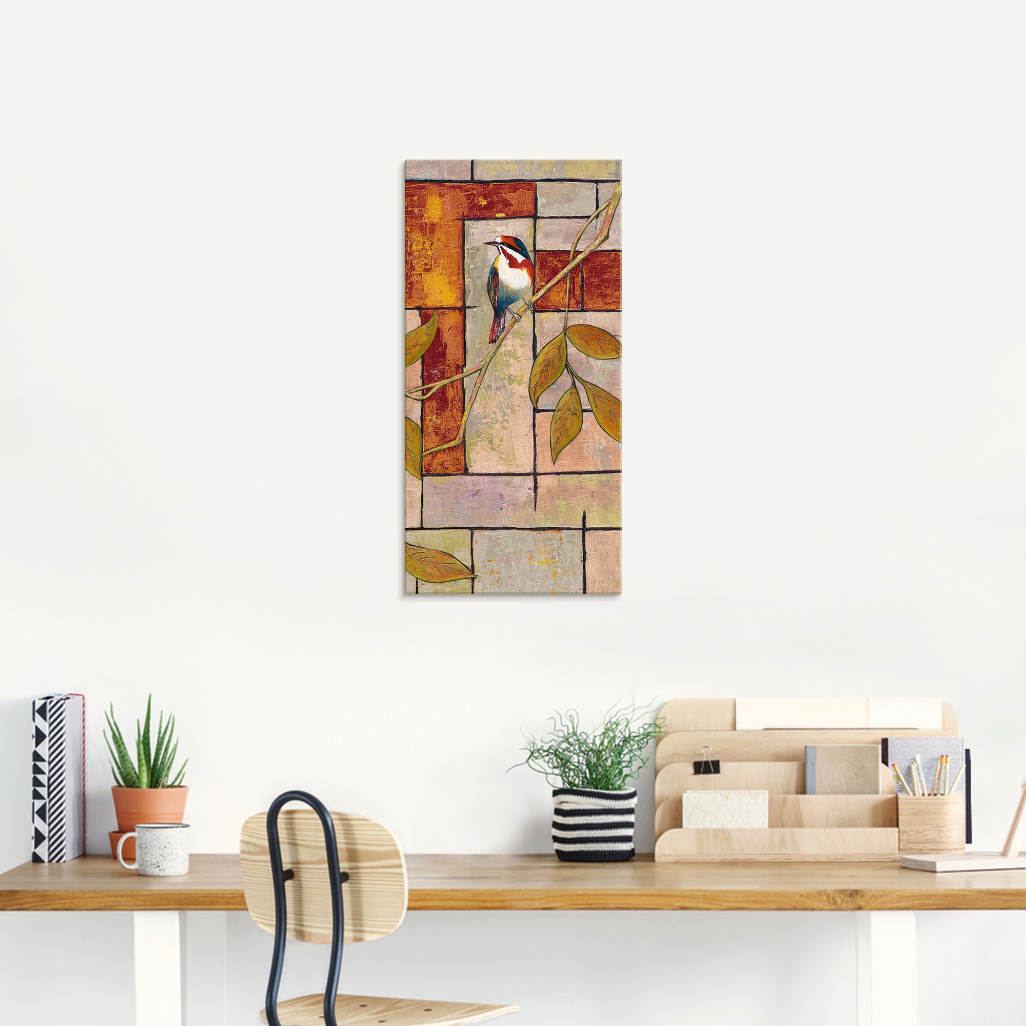 Artland Glasbild »Vogel auf einem Ast II«, Vögel, (1 St.), in verschiedenen Größen