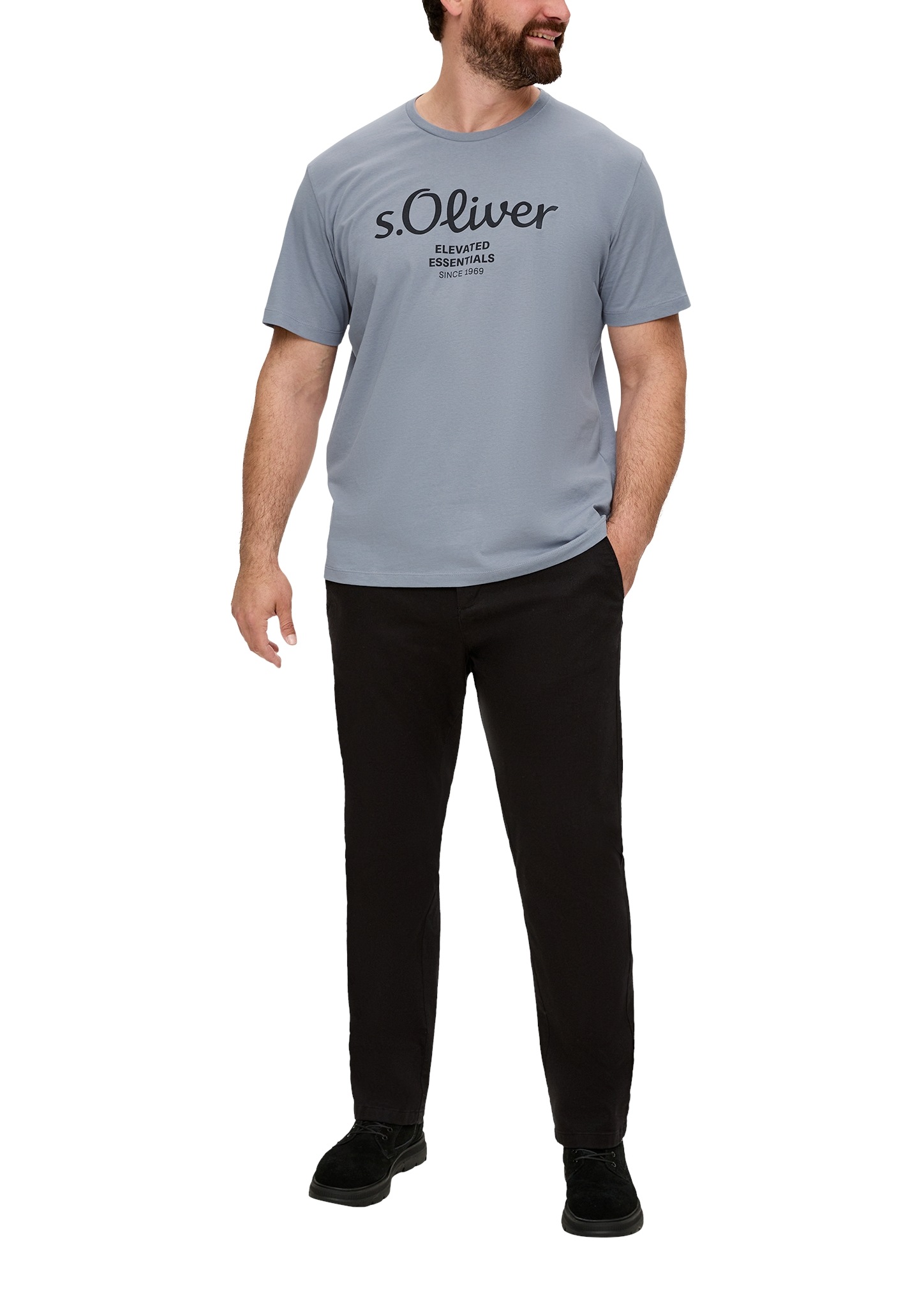 s.Oliver Men Big Sizes Kurzarmshirt mit Logo-Print/Große Größen