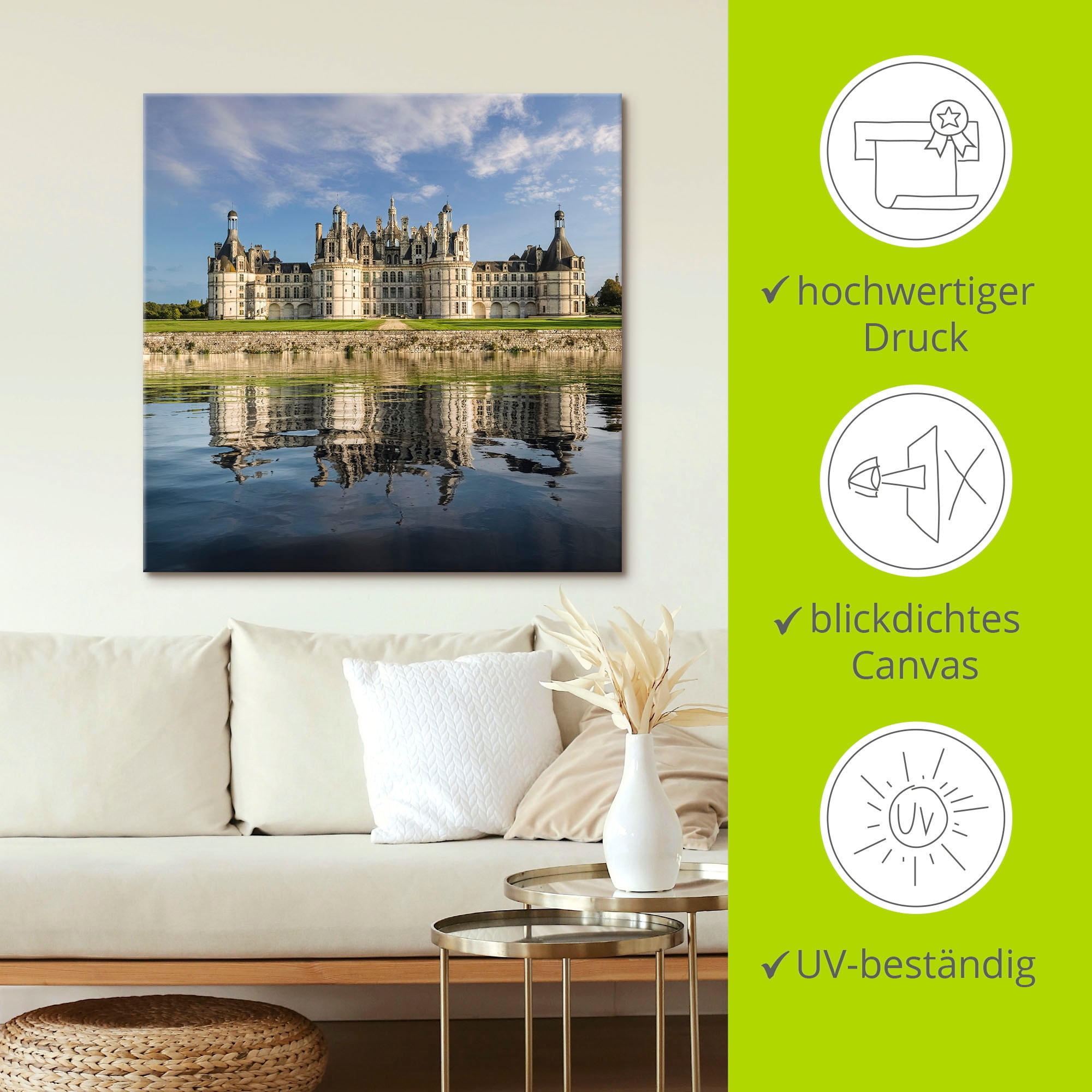 Artland Leinwandbild »Loire-Schloss Chateau Chambord«, Gebäude, (1 St.), auf Keilrahmen gespannt