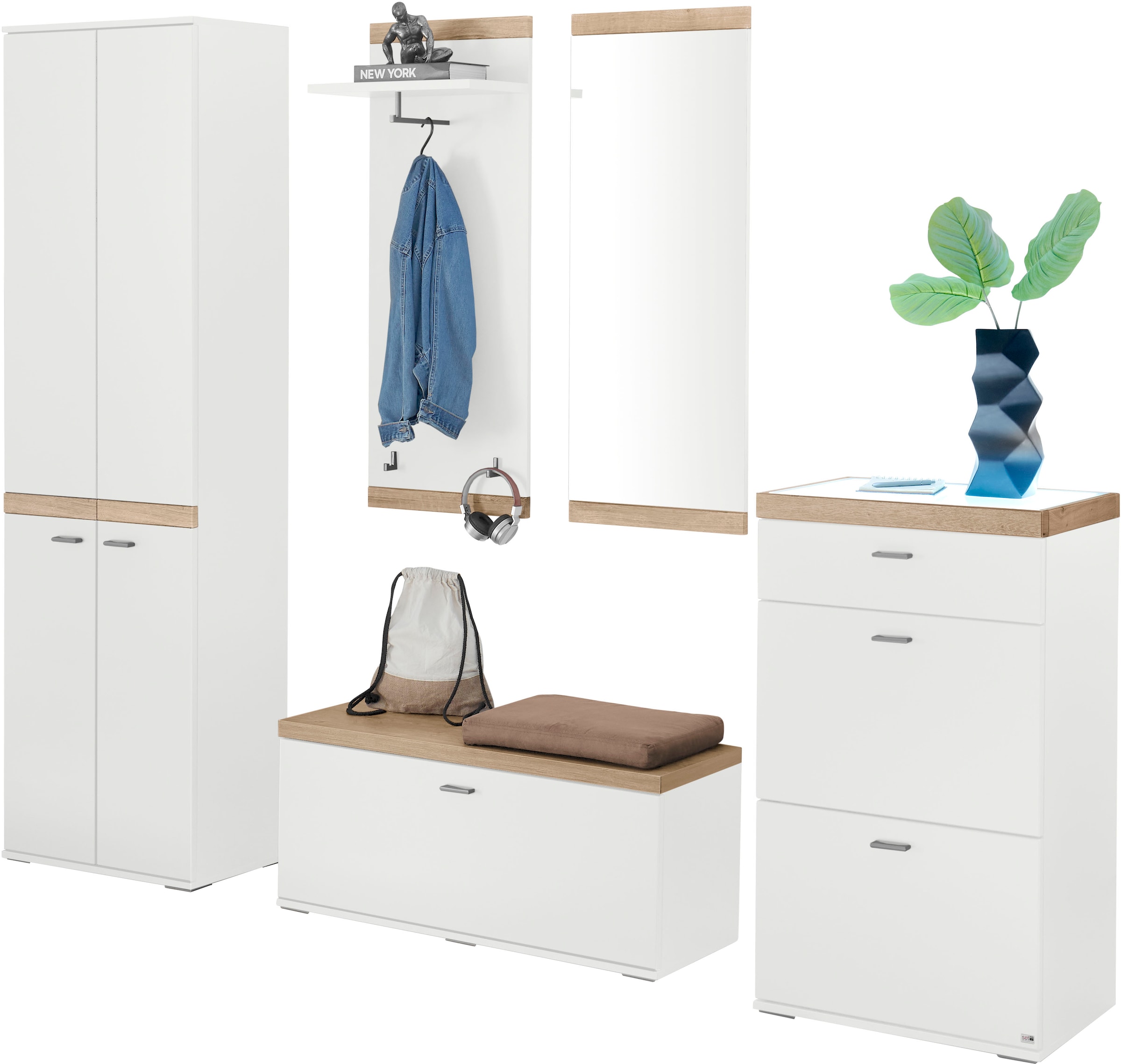 set one by Musterring Kompaktgarderobe »Lancaster Dielen«, (5 St.), bestehend aus 5 Teilen, in zwei Farben erhältlich, Gesamtbreite 240 cm