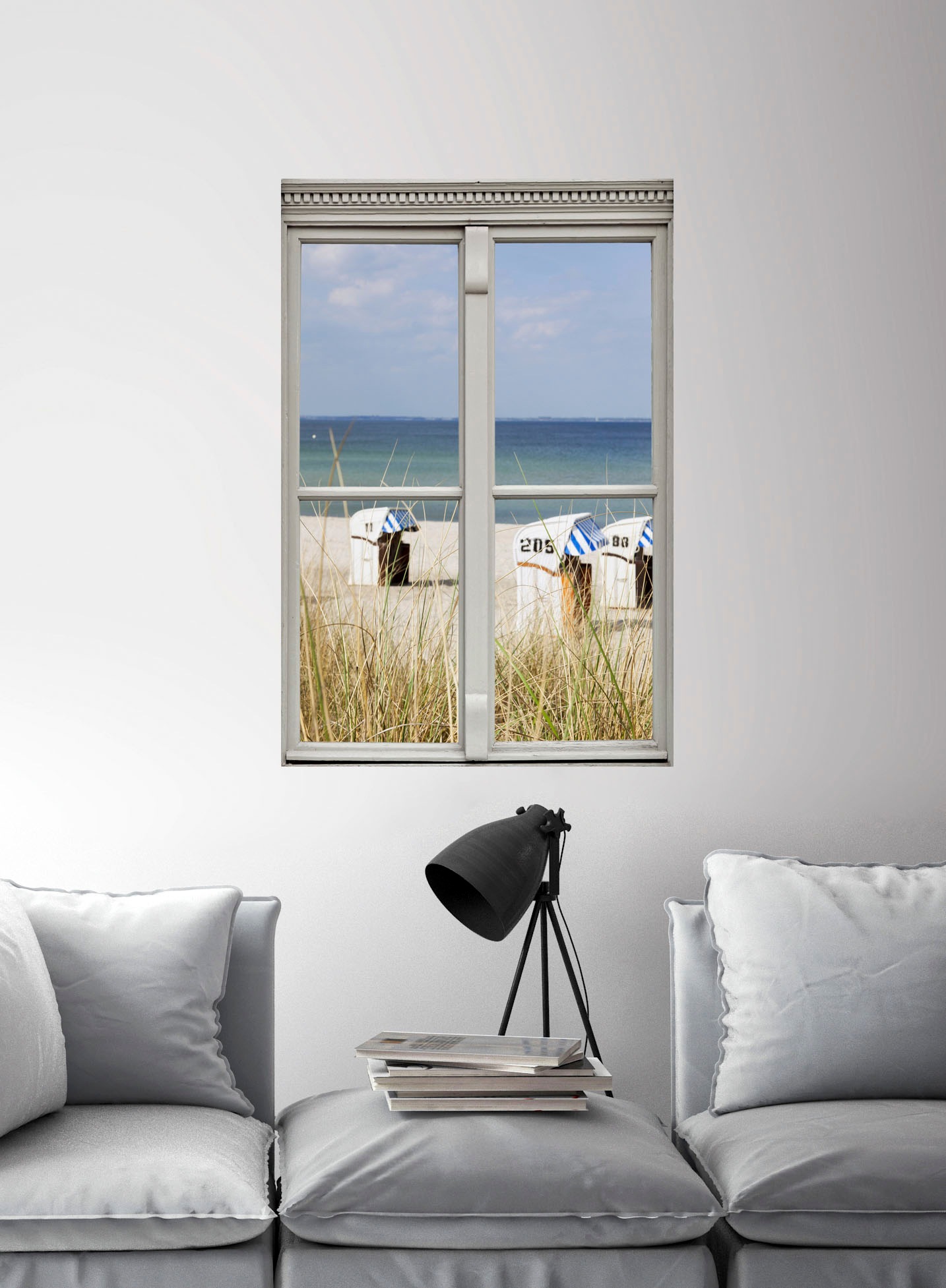 queence Wandsticker »Strandkörbe«, Wandsticker, Wandbild, selbstklebend, 3D, Fenster