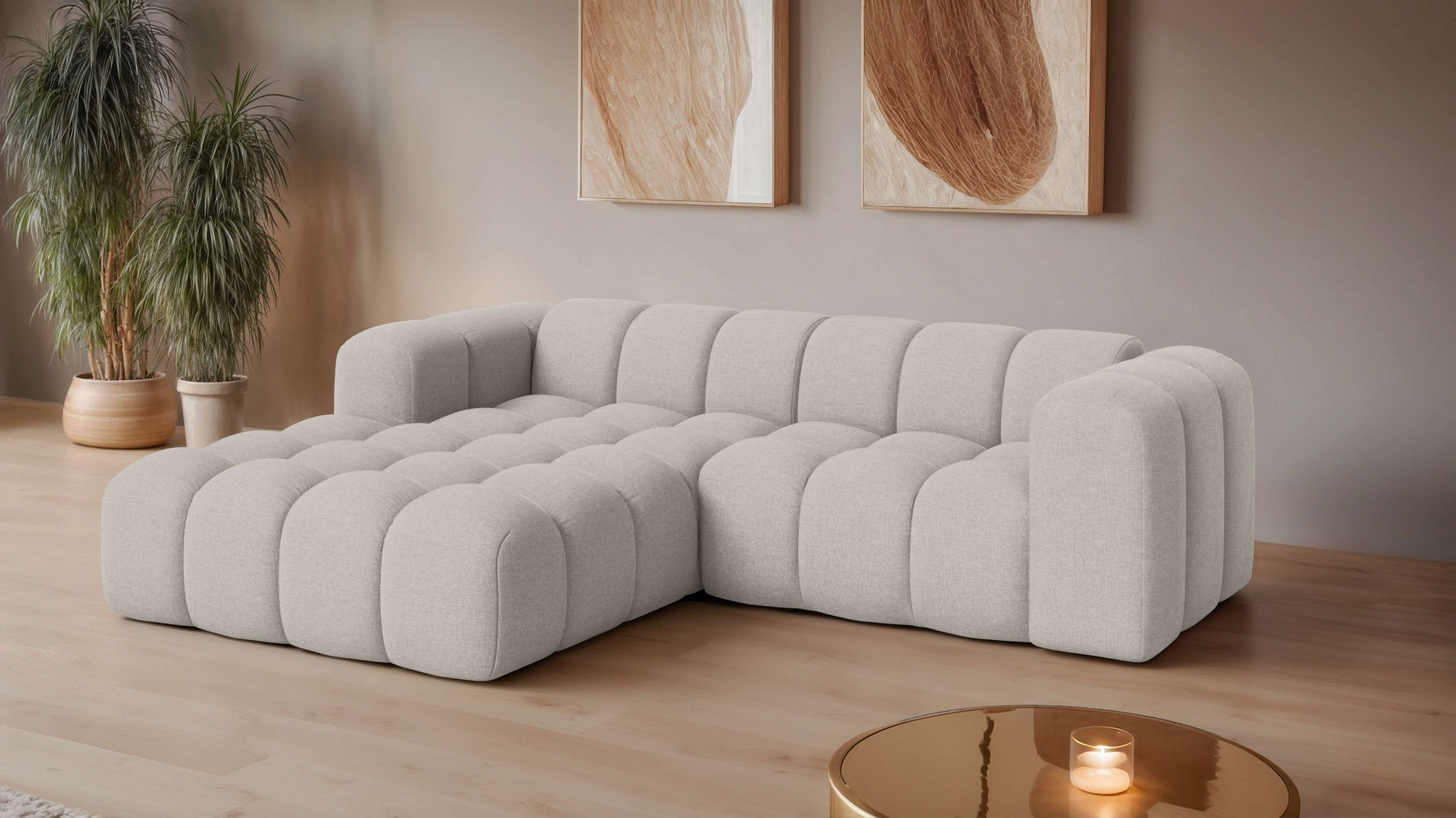 OTTO home Ecksofa »KALLIE Design-Sofa mit Wellenunterfederung, Bubble-Optik günstig online kaufen