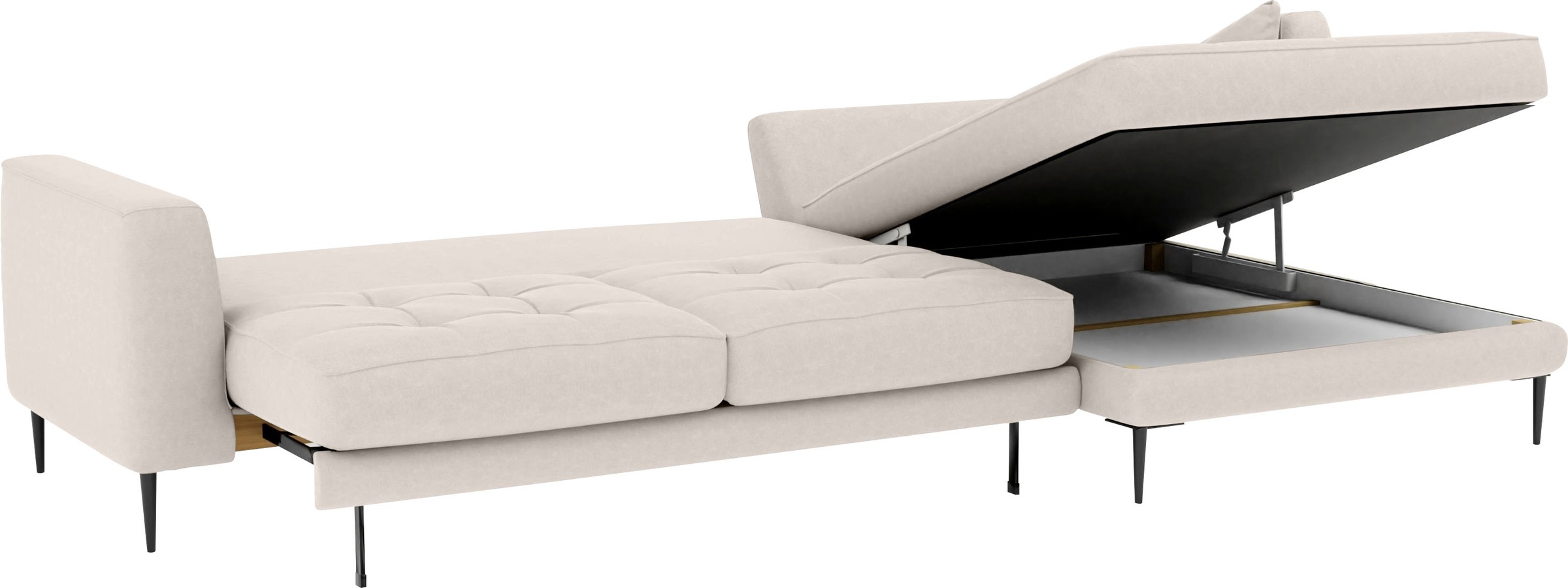 TRENDMANUFAKTUR Ecksofa »Luzi, wahlweise mit Schlaffunktion & Bettkasten. L-Form«, Designsofa mit tollem Sitzkomfort, Metallfüße schwarz, Breite 280 cm