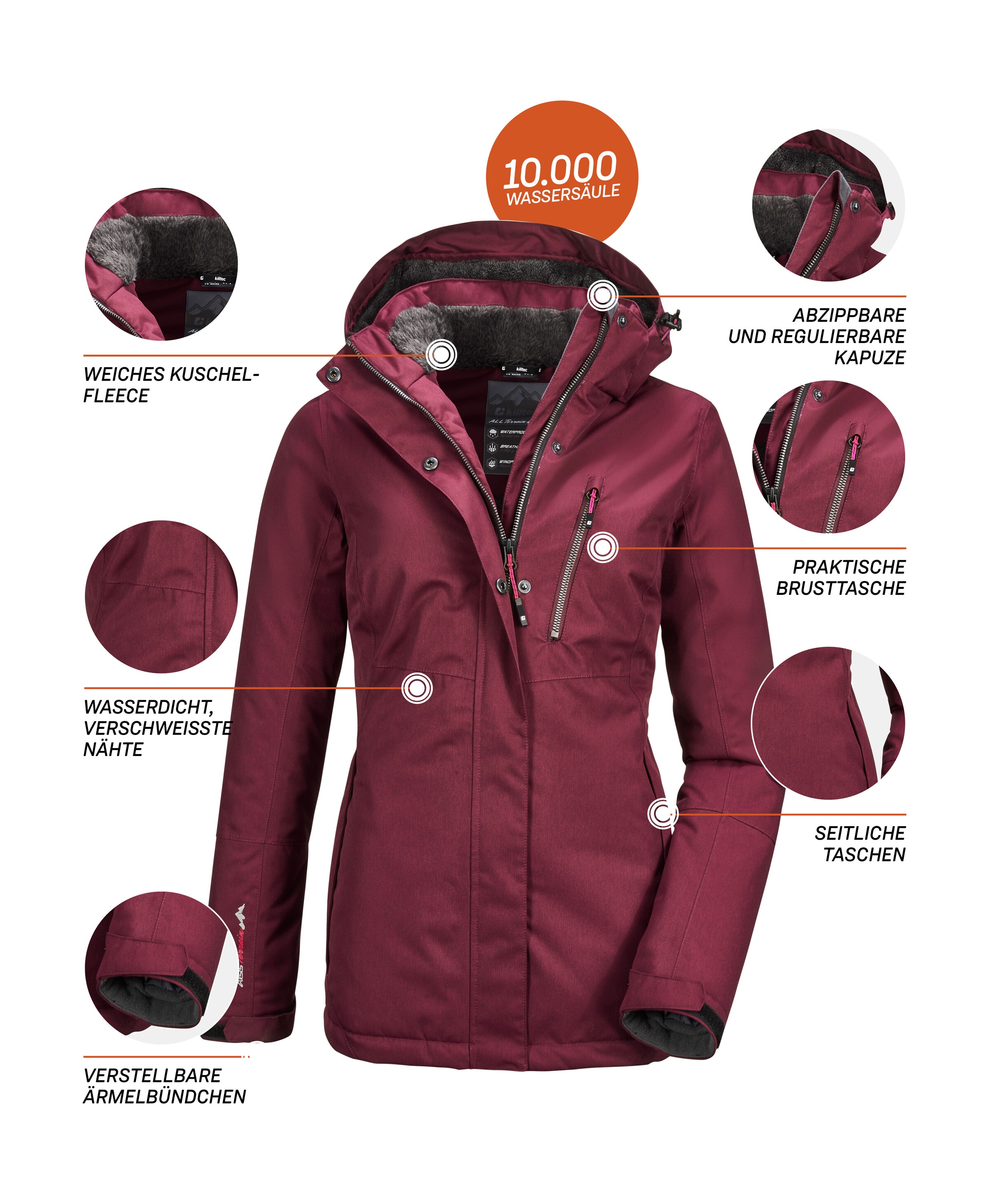 Killtec Outdoorjacke »Nira«, Wasser- und winddichte Jacke, atmungsaktiv, abnehmbare Kapuze