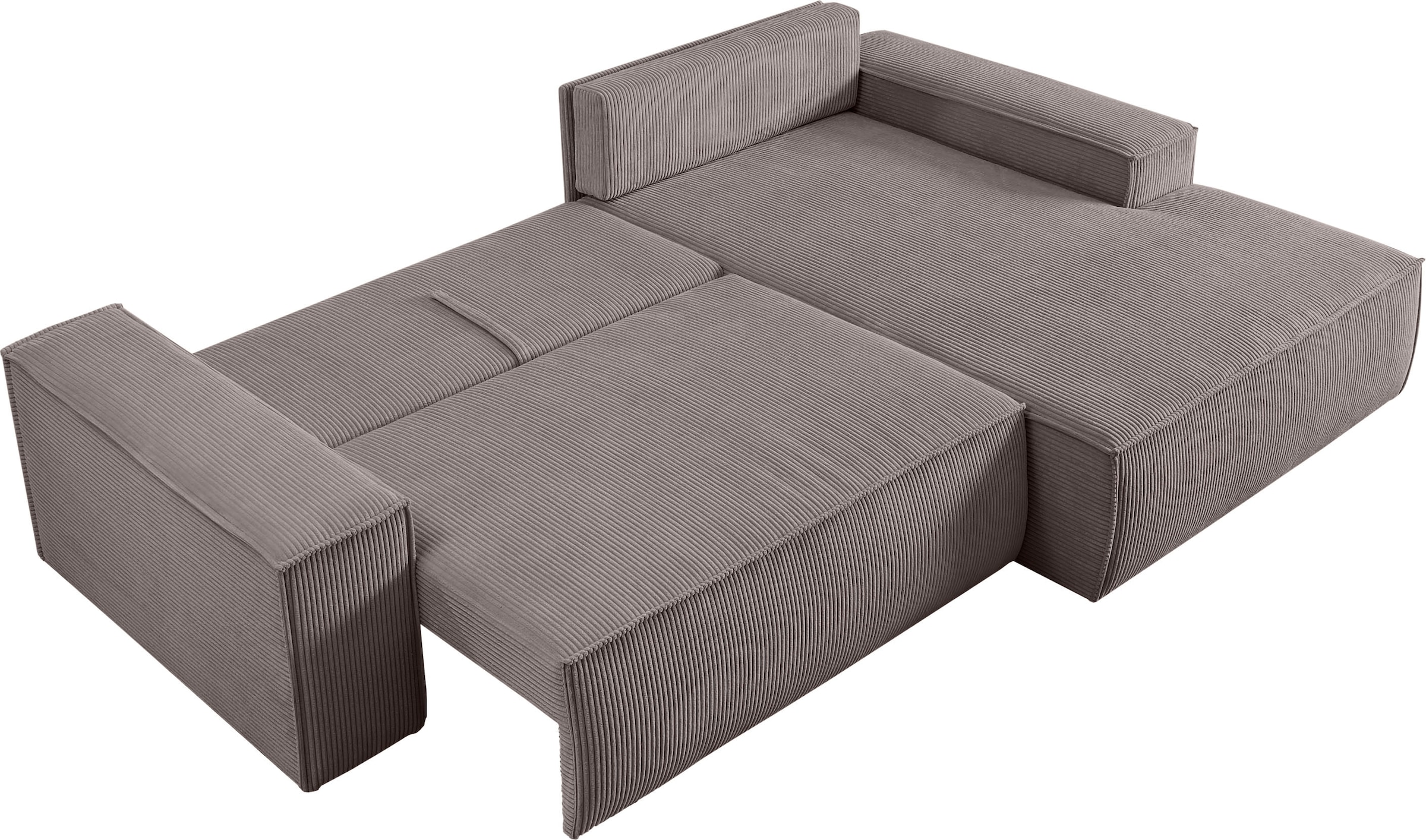 Home affaire Ecksofa »SHERWOOD Schlafsofa 267 cm, L-Form,«, Schlaffunktion mit Bettkasten (210x136 cm), Cord, Vintage, Samtvelours