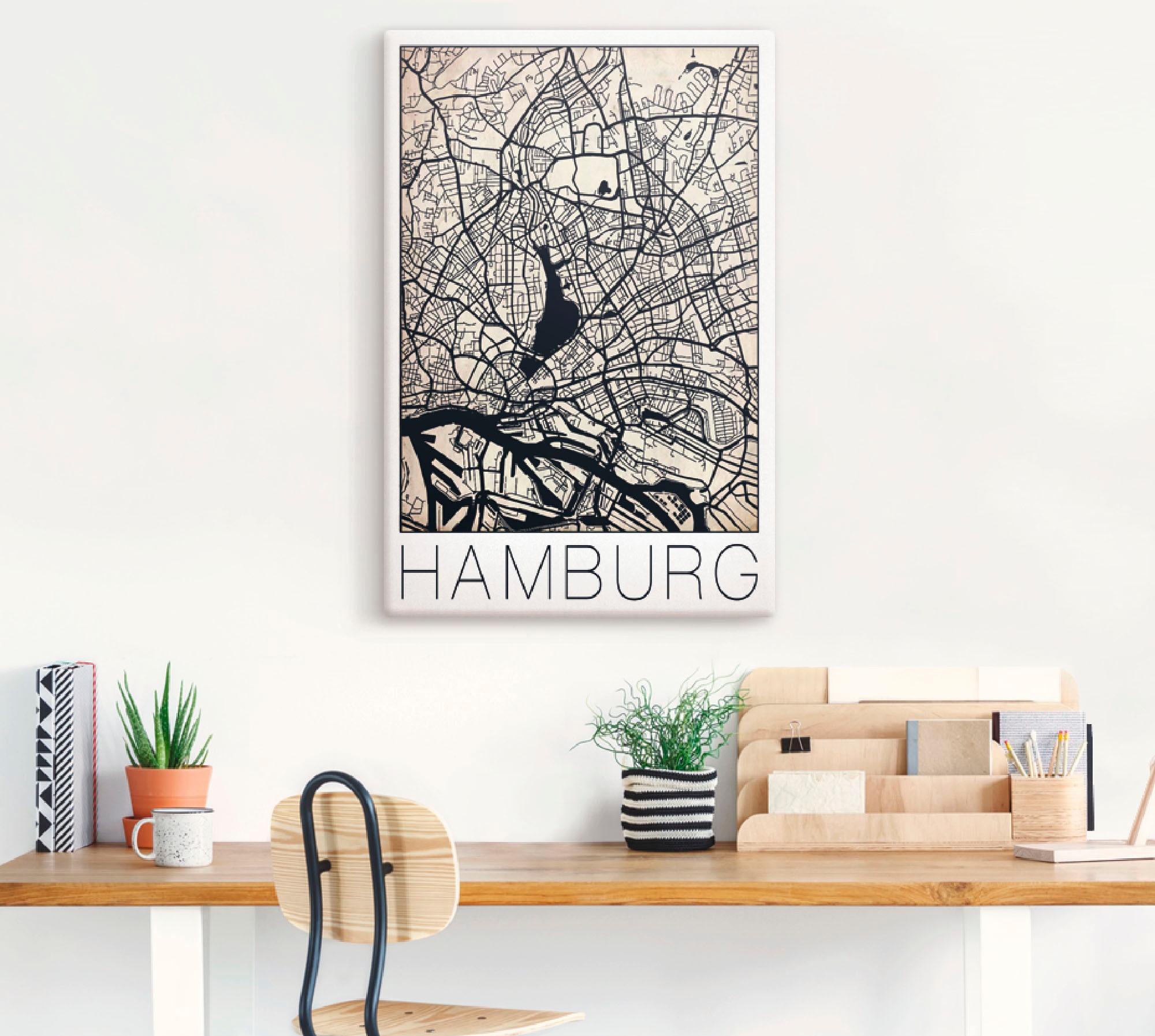 Artland Leinwandbild »Retro Karte Hamburg Deutschland Grunge«, Deutschland, günstig online kaufen