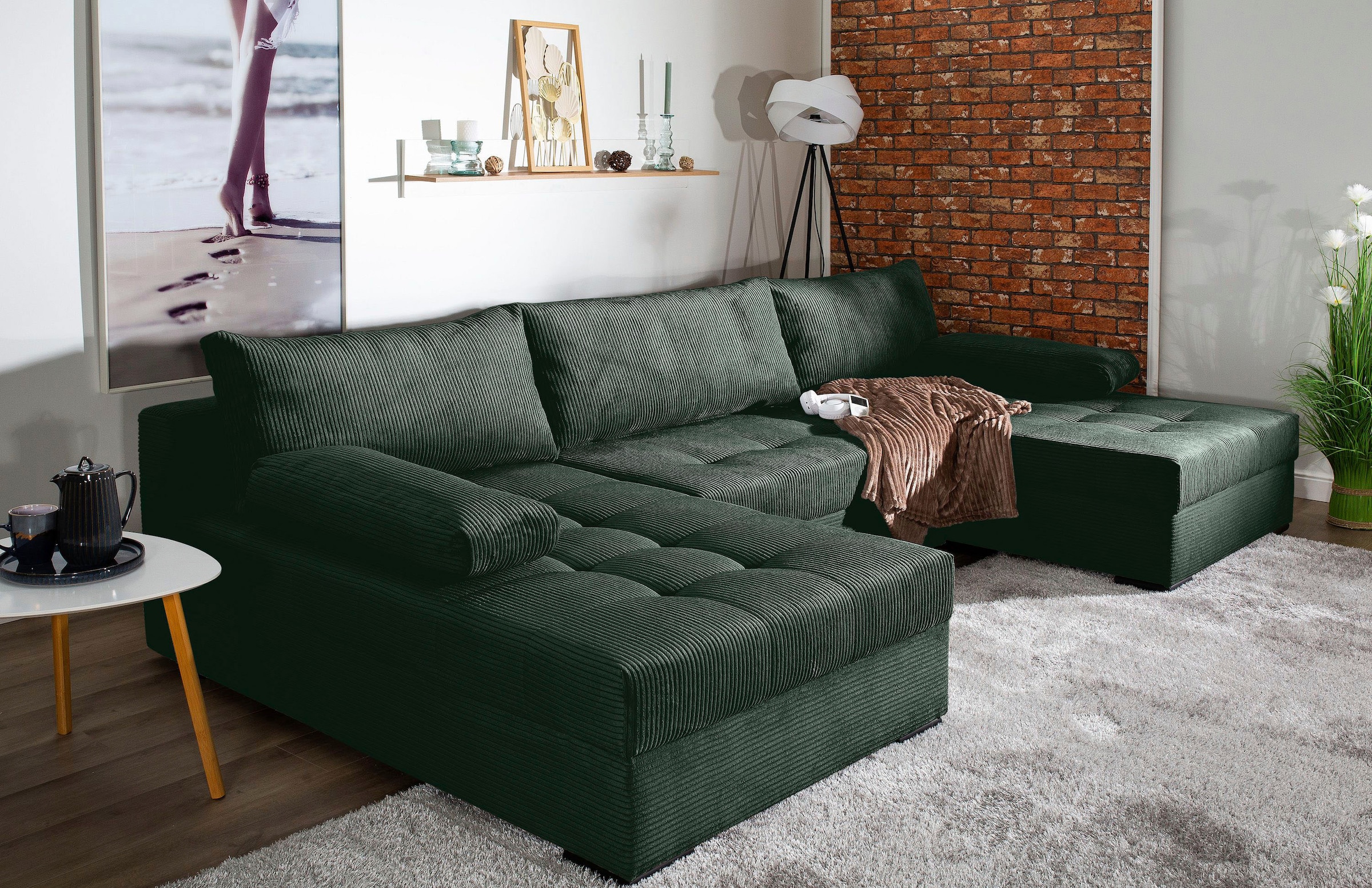 COLLECTION AB Wohnlandschaft »Josy U-Form, B: 307 cm«, mit Bettfunktion & B günstig online kaufen