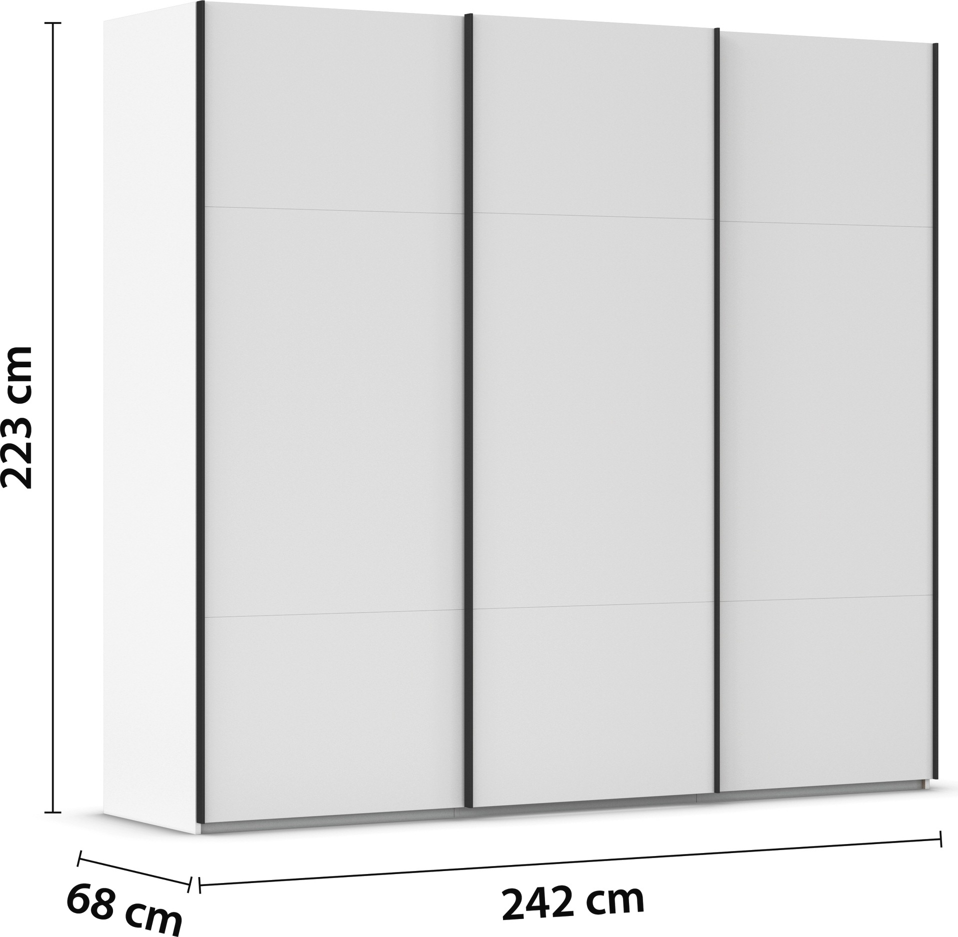 rauch Schwebetürenschrank »Kleiderschrank Schrank Garderobe Schlafzimmerschrank CONTIDO«, (in 3 verschiedenen Ausstattungen BASIC/CLASSIC/PREMIUM), aus hochwertigem Material in 6 Breiten 2 Griff-Farben MADE IN GERMANY