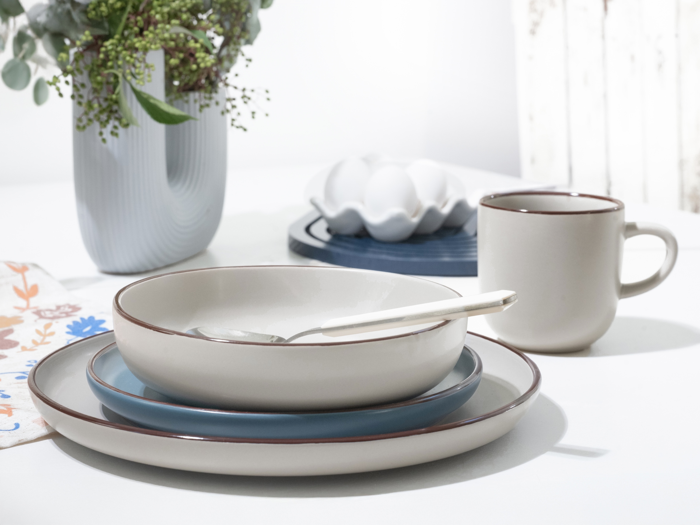 CreaTable Kombiservice »Geschirr-Set Modern Scandic«, (Set, 16 tlg., Kaffeeservice und Tafelservice im Set, für 4 Personen), Service, skandinavischer Life Style, 16 Teile, für 4 Personen