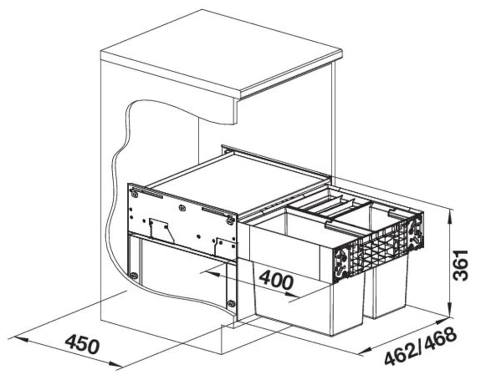 Blanco Mülltrennsystem »Select II 50/3« 3 Behälter Kunststoff, Stahlblech, 500 mm Untermass