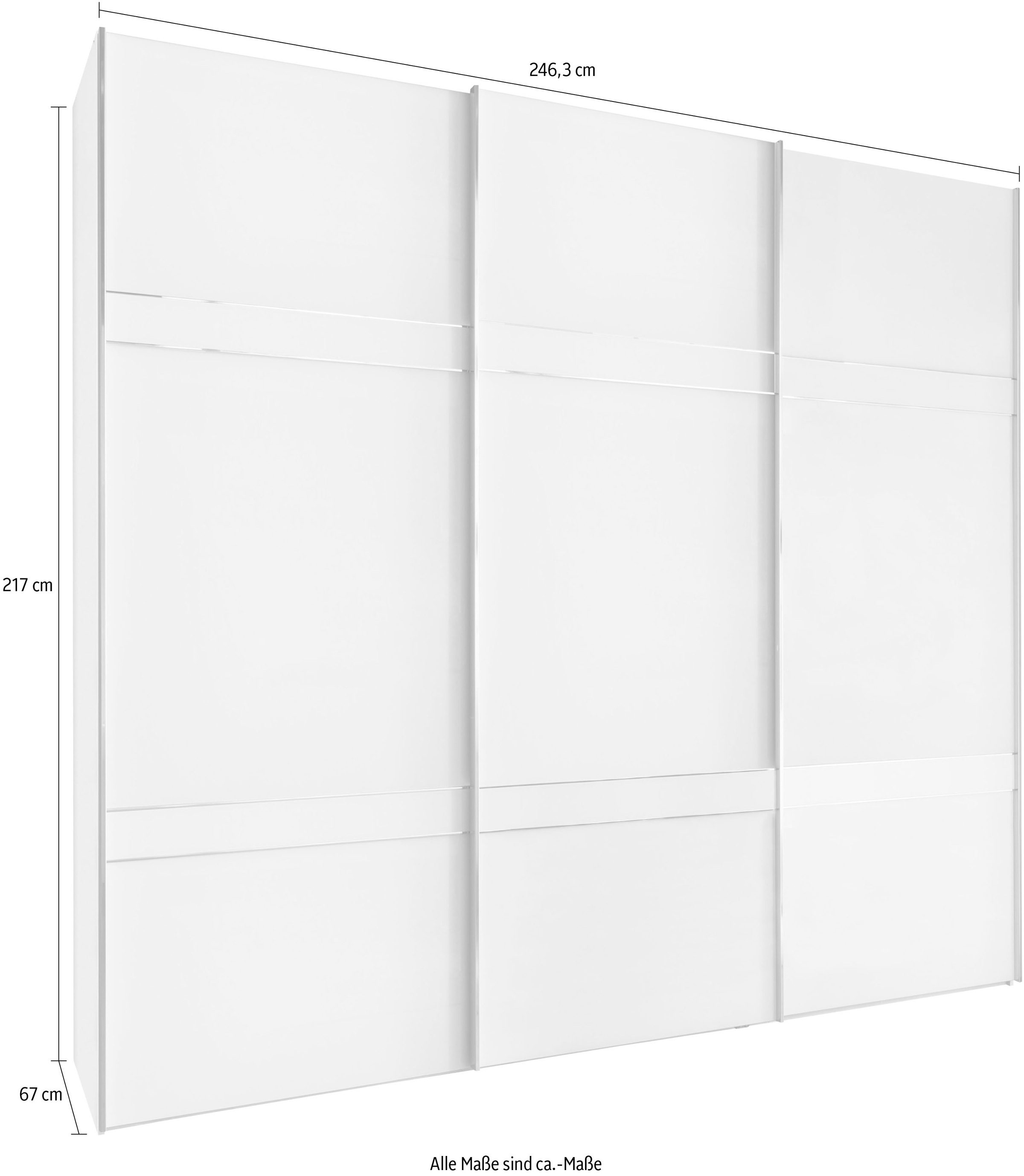 WIEMANN Schwebetürenschrank »Rialto«, hochwertige Glasfront mit Querriegeln