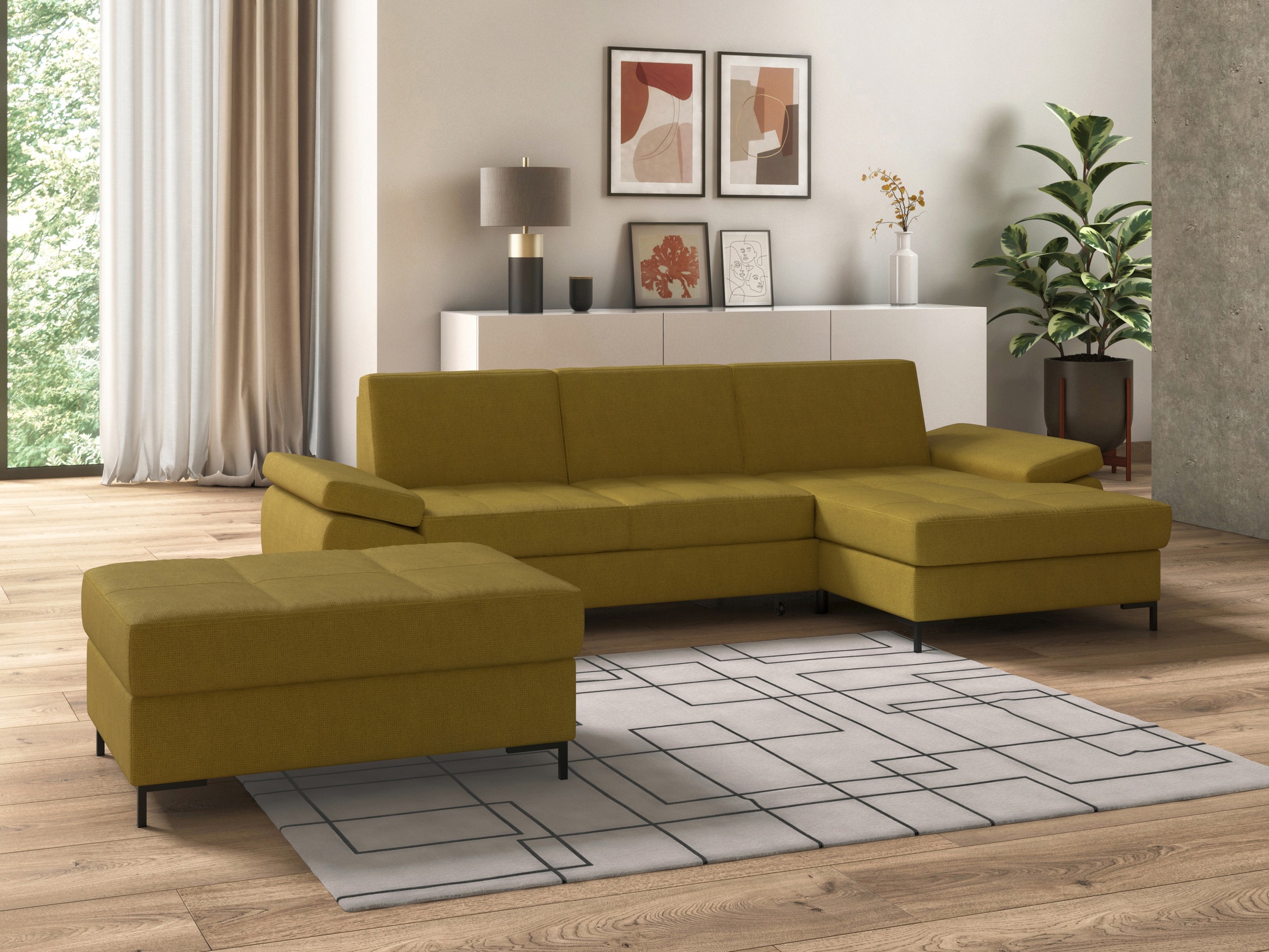 DOMO collection Ecksofa »Capelo, komfortabel, klare Linien zeichnen dieses Design aus, L-Form«, mit Armteilverstellung, wahlweise mit Bettfunktion, Federkern