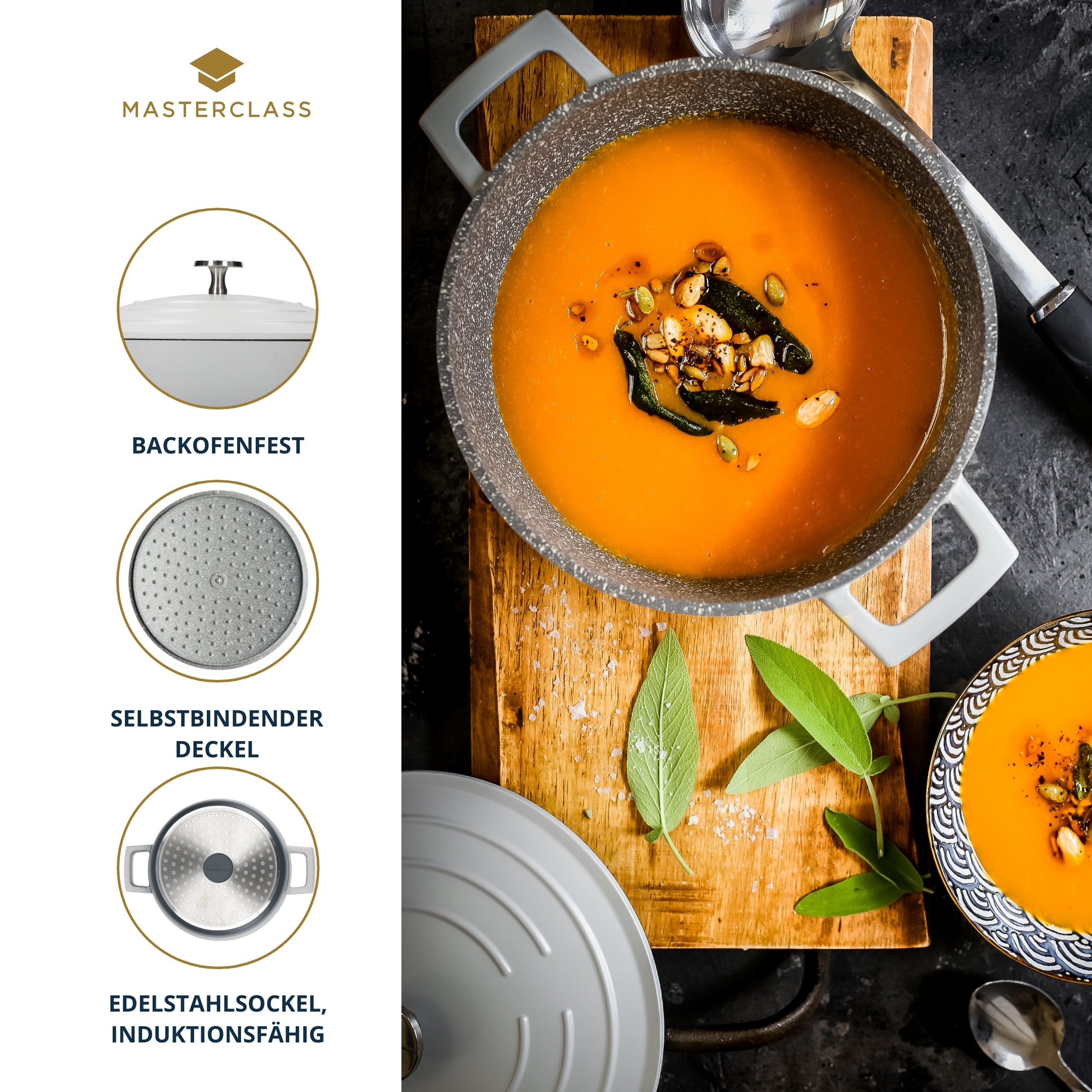 Master Class Kasserolle »MasterClass«, Aluminiumguss, 5 Liter, rund, ultraleicht, kratzfeste Antihaftbeschichtung, Induktion